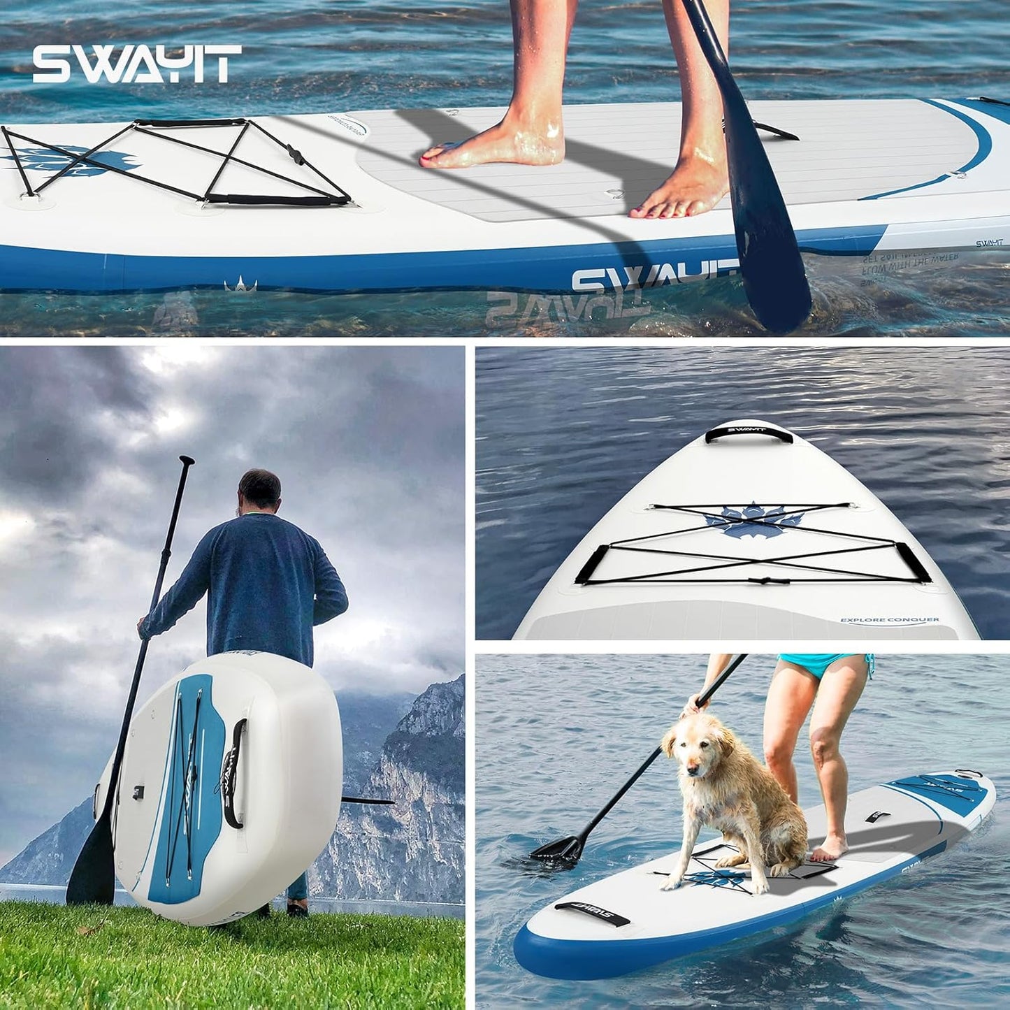 Inflatable Stand Up Paddle Board – Durable SUP for Adults & Youth,33" Wide Blow Up Paddle Board with Paddle, Pump, Backpack,Leash – All Around Stable for All Skill Levels, Carries up to 450 lbs