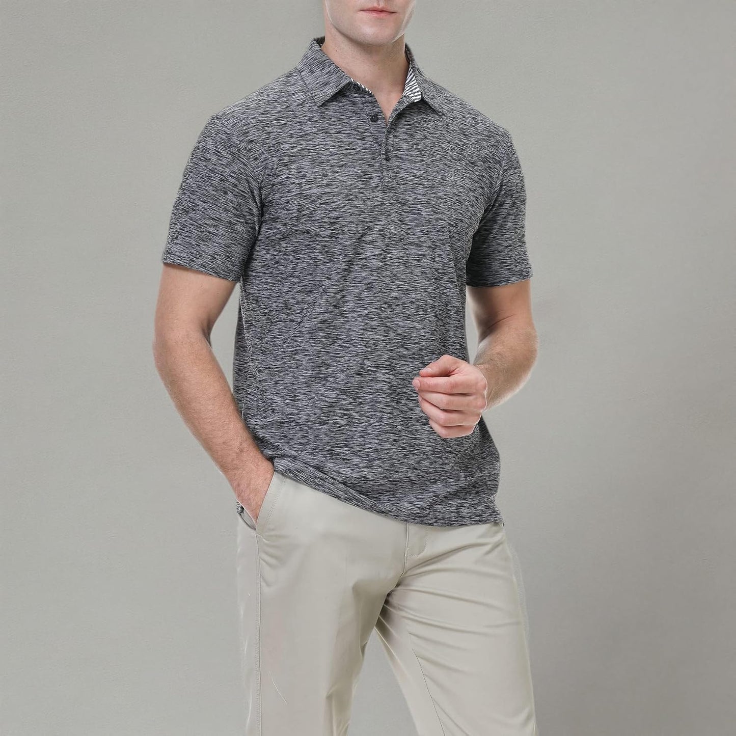 WARHORSEE Golf Polo Shirts for Men Short Sleeve Wrinkle Free 4 Way Stretch Moisture Wicking Performance Collared Tshirts