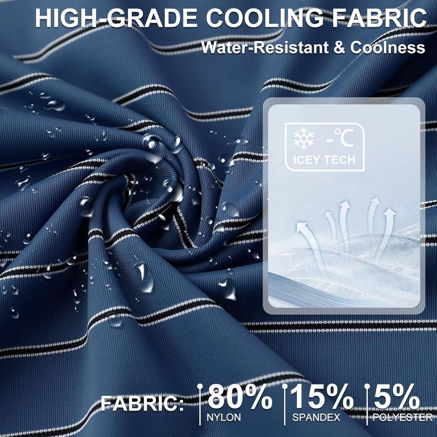 M MAELREG Mens Striped Golf Shirts Short Sleeve Silk-Like Touch Water-Resistant Breathable Soft Collared Polo Shirts for Men