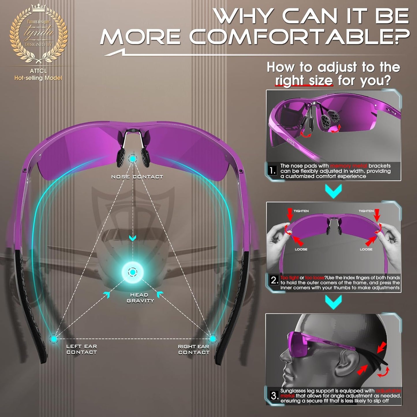 ATTCL Men's Sports Polarized Sunglasses Men for Driving running Fishing Golf - UV Protection Sun glasses Metal Frame