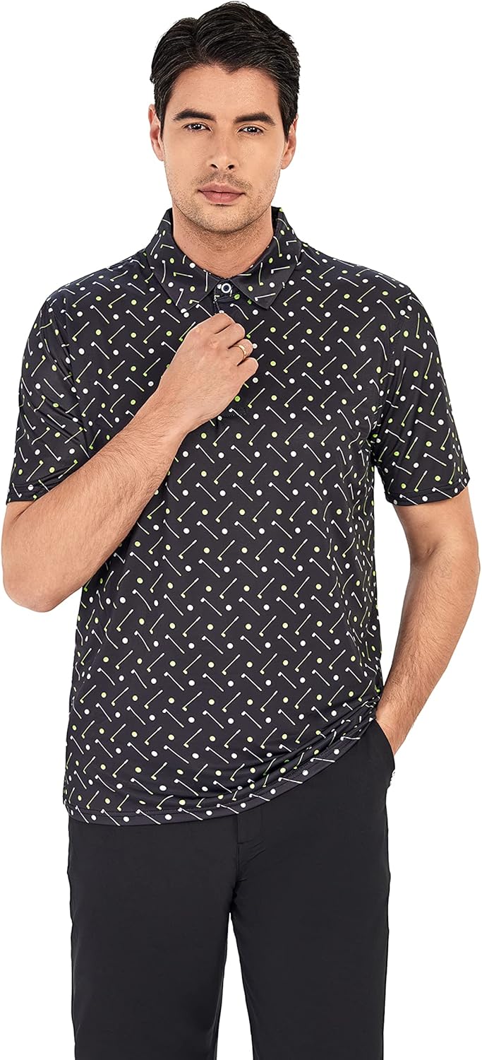 WARHORSEE Golf Polo Shirts for Men Short Sleeve Wrinkle Free 4 Way Stretch Moisture Wicking Performance Collared Tshirts