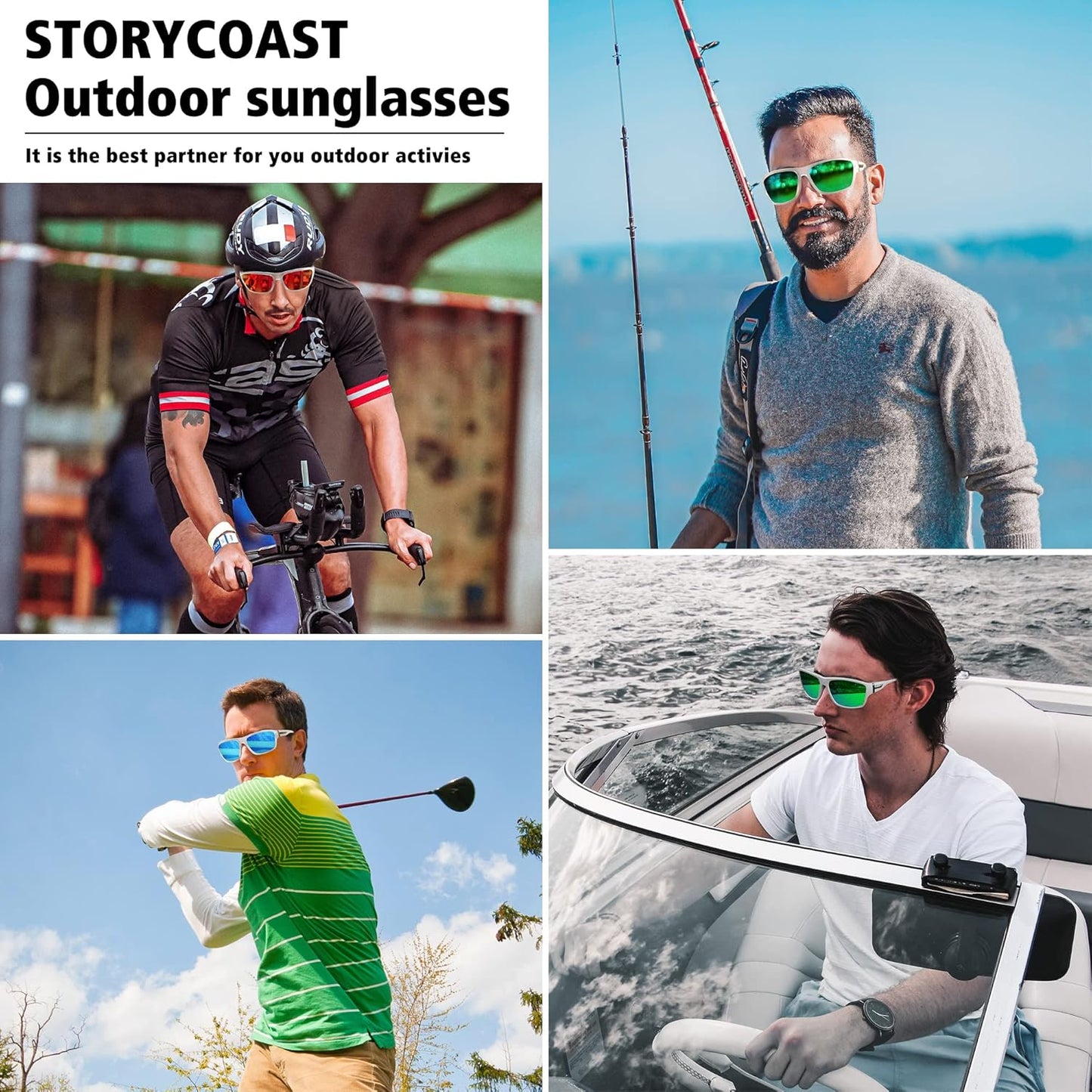 STORYCOAST Polarized Sports Sunglasses for Men Women Unbreakable Frame Cycling Fishing Driving