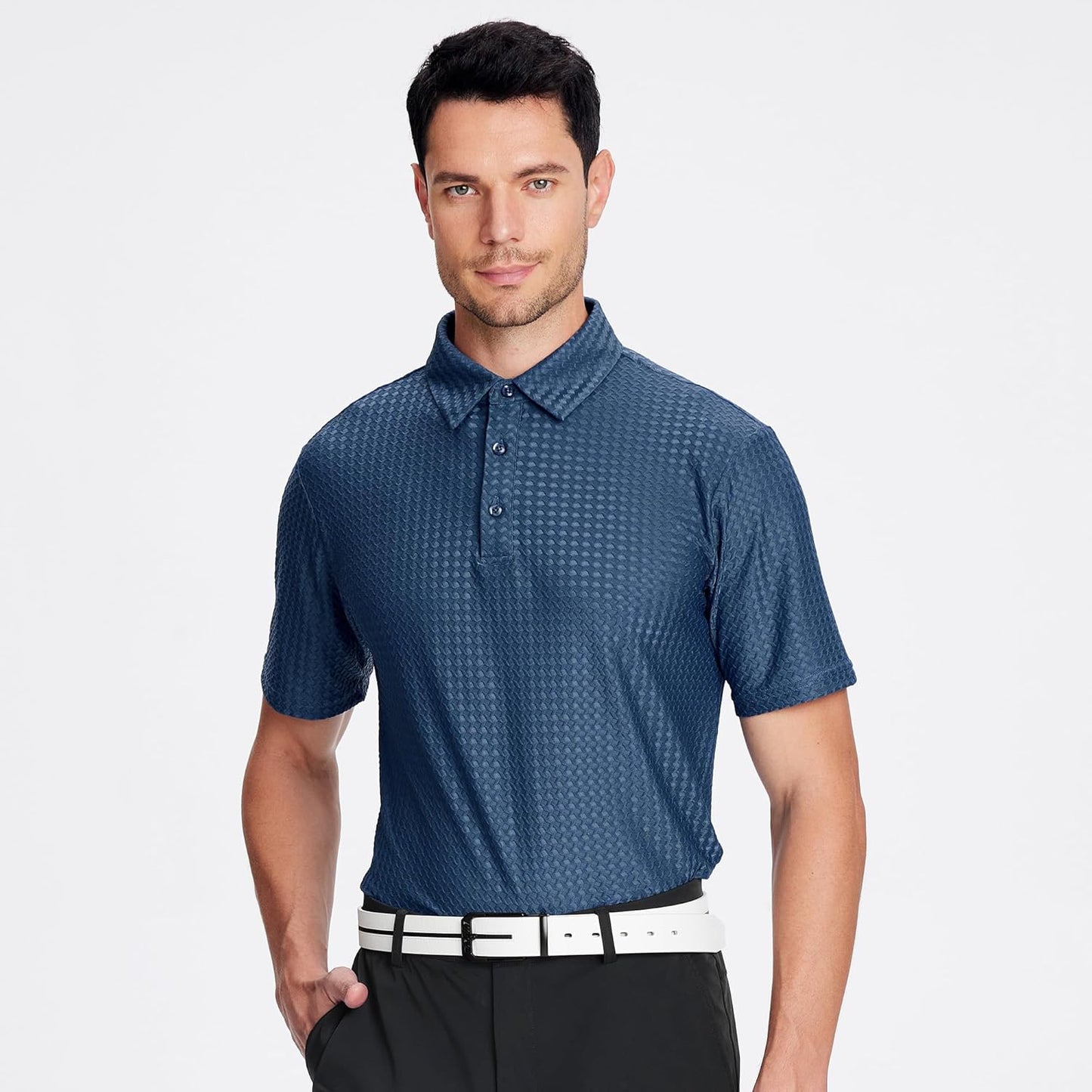 WARHORSEE Golf Polo Shirts for Men Short Sleeve Wrinkle Free 4 Way Stretch Moisture Wicking Performance Collared Tshirts