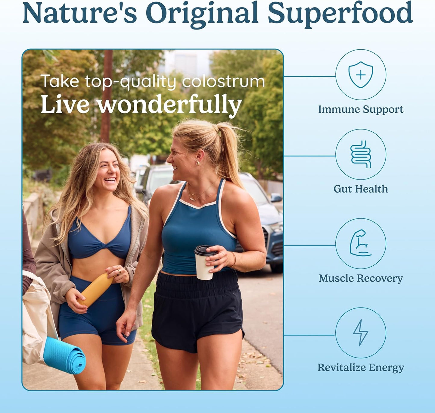 Colostrum Capsules Supplement for Gut Health, Immune Support, Muscle Recovery & Wellness | Natural IgG Pure Whole Bovine Colostrum Superfood, Unflavored, 30 Servings