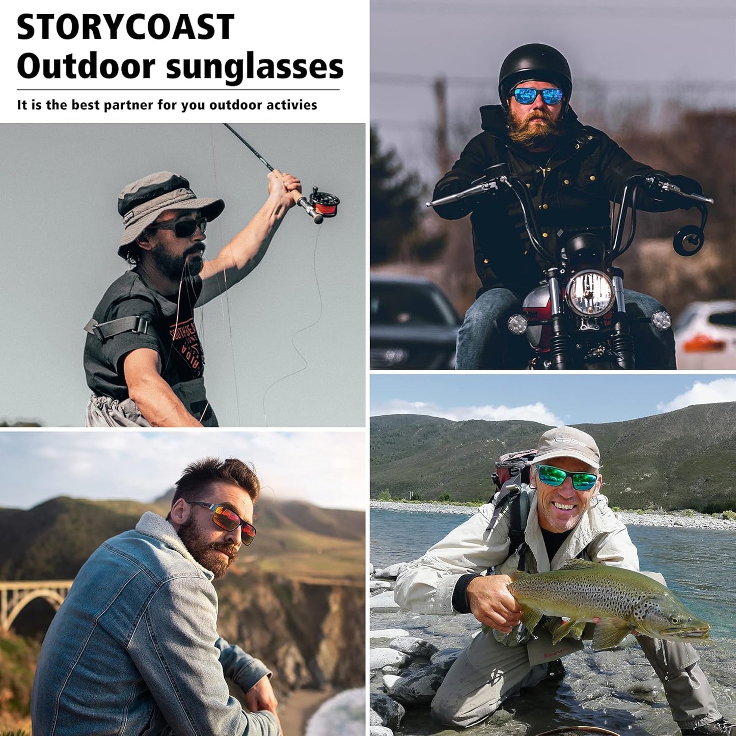 STORYCOAST Polarized Sports Sunglasses for Men Women Unbreakable Frame Cycling Fishing Driving