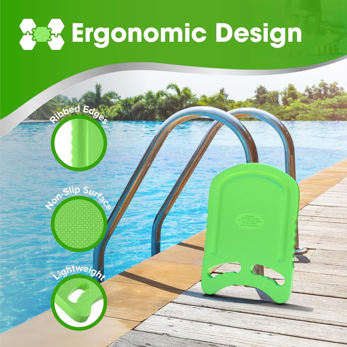 Kickboard Adult & Youth Swim Buoy Aid Leg Kick Exercise Training Float for Swimming Pool or Open Water Foam Equipment | High Buoyancy | Non-Slip | EVA Material & BPA Free