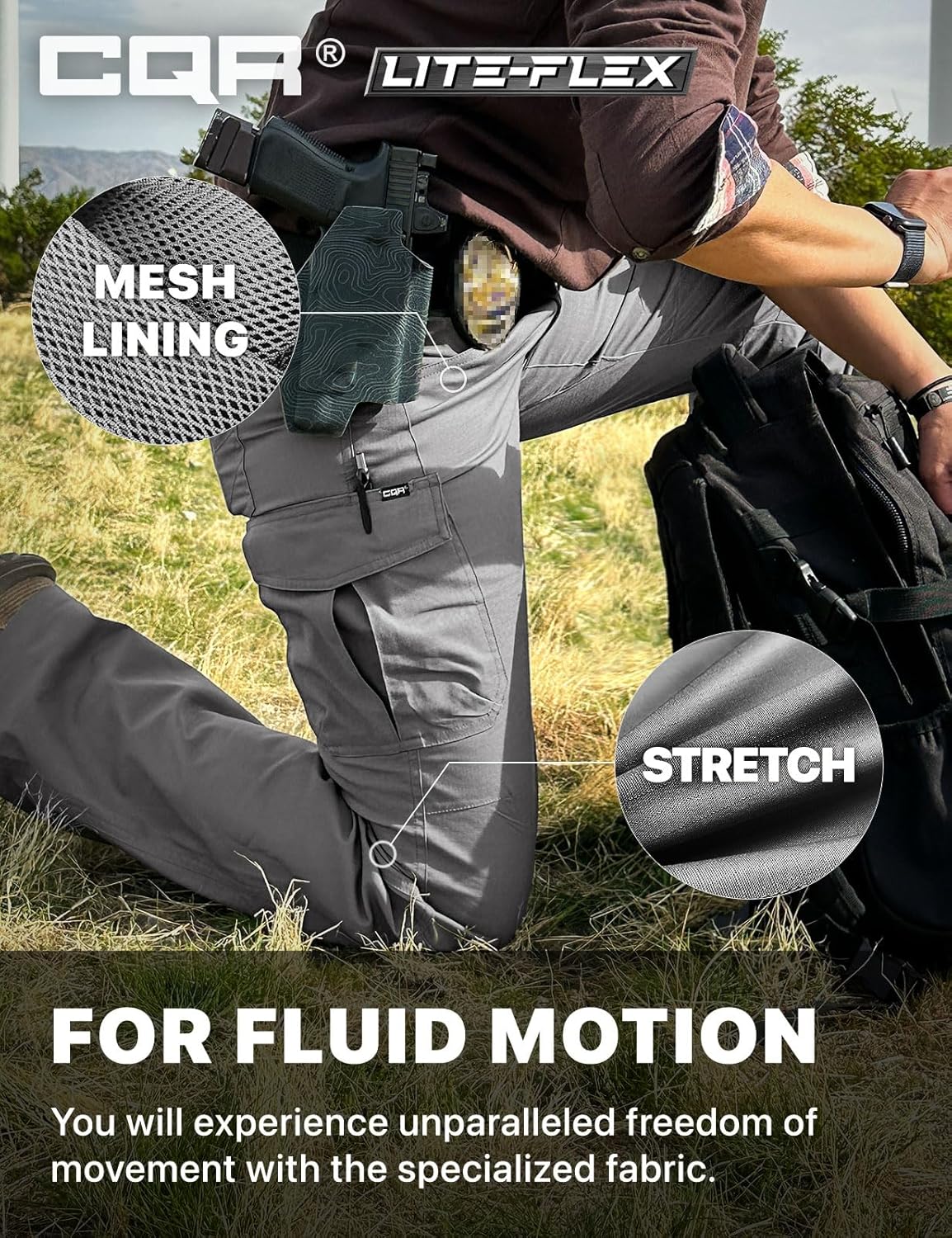 CQR Women's Flex Stretch Tactical Pants, Water Resistant Ripstop Cargo Work Pants with Pockets for Outdoor & Hiking