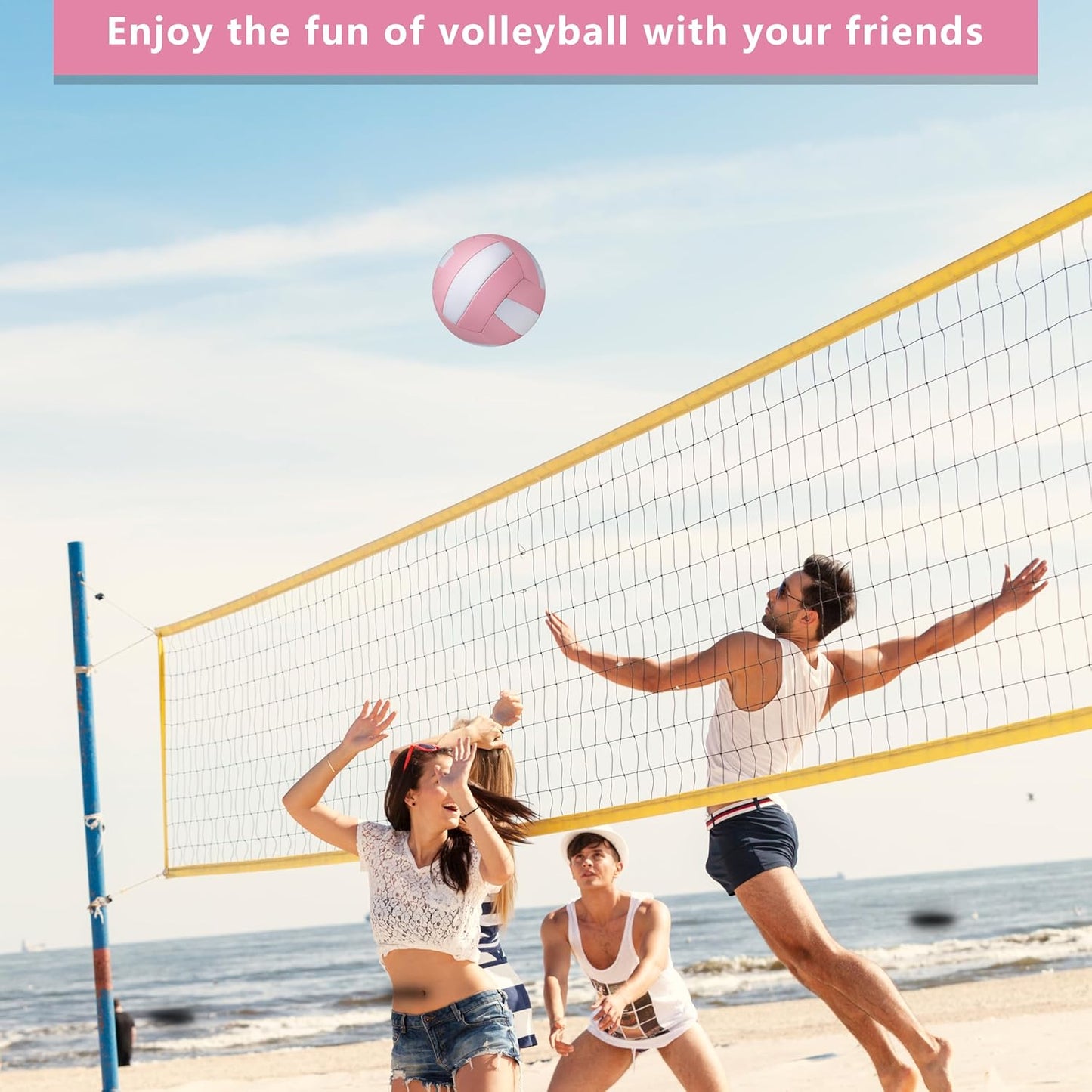 Magicorange Volleyball, 6 Pack Official Size 5 Volleyballs- PU Leather Indoor Outdoor Soft Touch Recreational Volleyballs for Beach Play, Game,Gym,Training -Includes Ball Pump