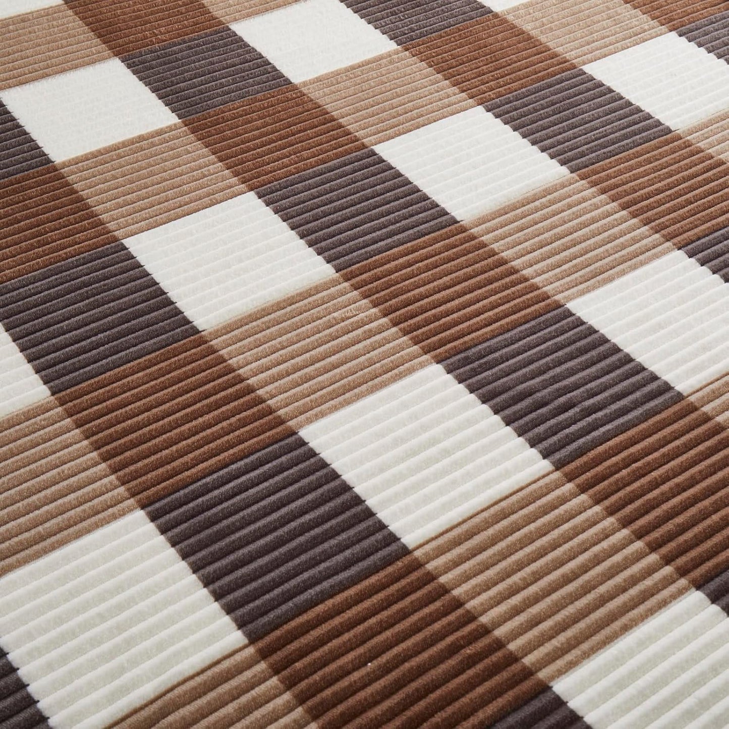 PU MEI Sherpa Blanket Full/Queen Plaid Thick Bed Blanket, 90”*80” Super Soft Flannel Fuzzy Fleece Reversible Velvet Plush Warm Blanket for Couch(Beige Check, 80"*90")