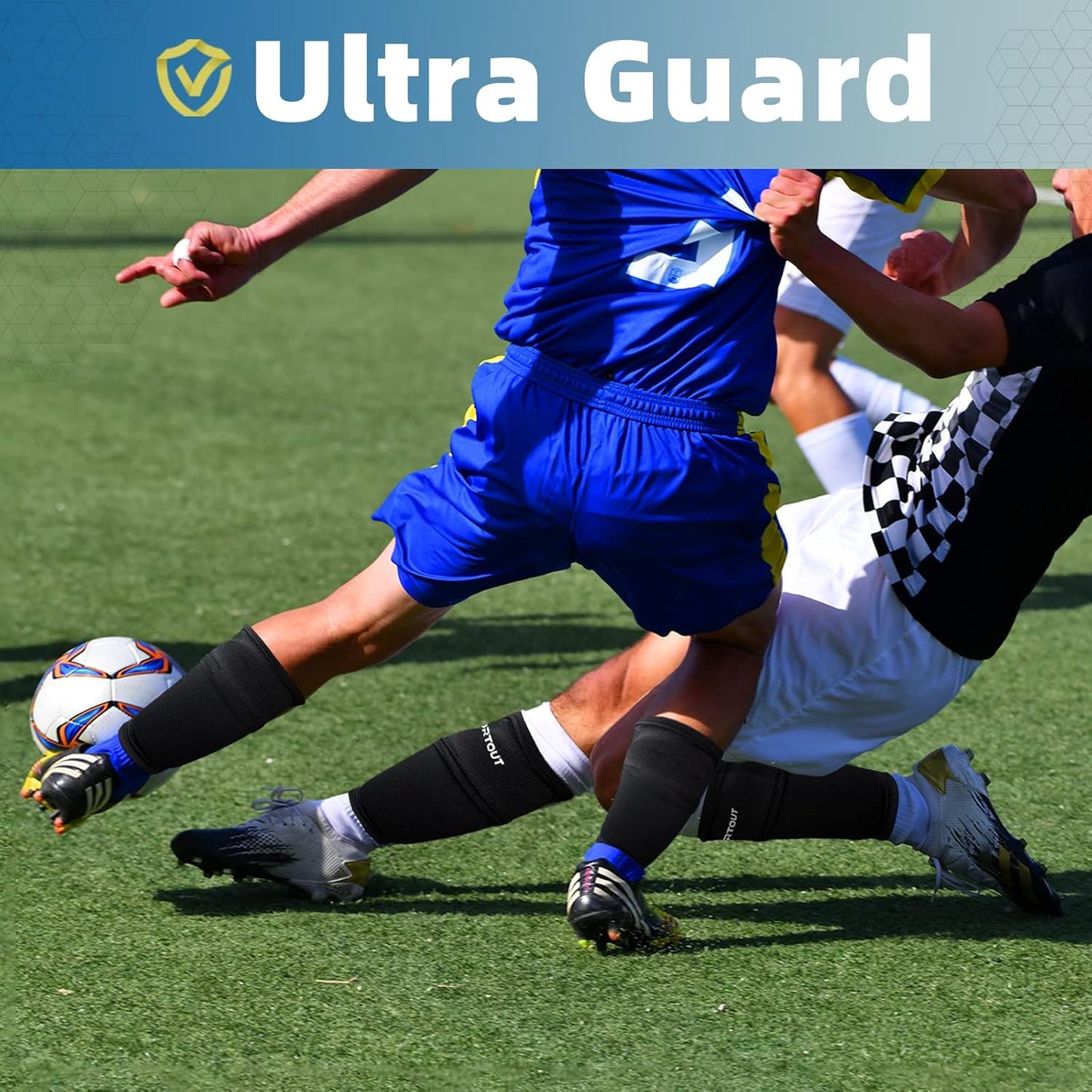 Sportout Soccer Shin Guards - Shin Guards Soccer Kids Youth Adult Protective Shin Pads with Sleeves and Insert Pocket for Boys Girls for Age 4-6, 6-8, 8-10,10-12,12-14,14-Adult