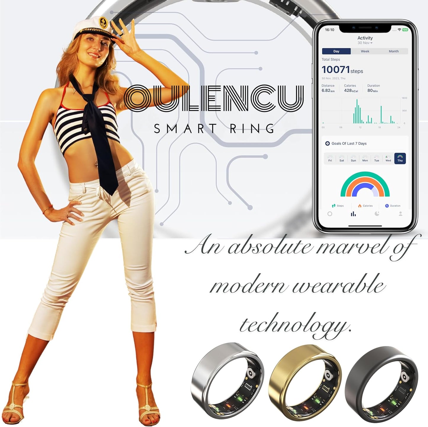 2025 Smart Ring for Women Men, Sleep Tracker Ring, Fitness Smart Ring, Activity Tracker,Sleep Monitor, Stress/Heart Rate/Women's Calories Steps Tracking-No APP Subscription (Silver, #11-64.6mm/2.54")