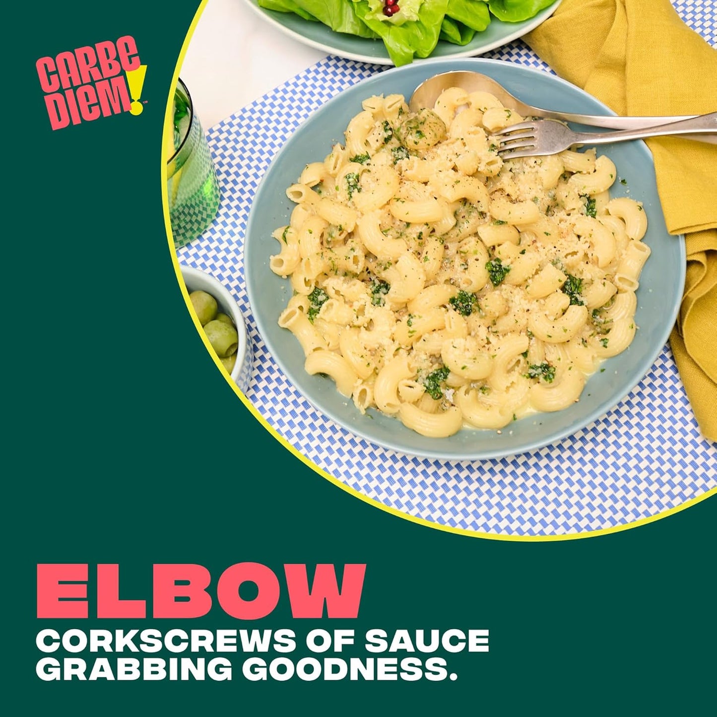 Carbe Diem!, Elbows, Lower Net Carb Pasta with Traditional Flavor & Texture, 55% Fewer Net Carbs & Only 110 Calories Per Serving, Pack of 3