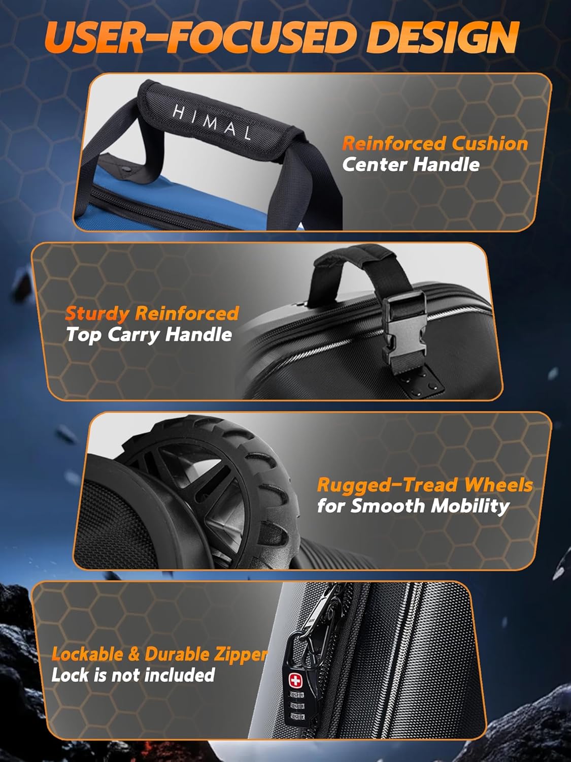 Golf Travel Bag with PC Hard Case Top, 1680D Heavy Duty Oxford Fabric Golf clubs Travel Bags for Airlines with Wheels, Wear-Resistant, Foldable