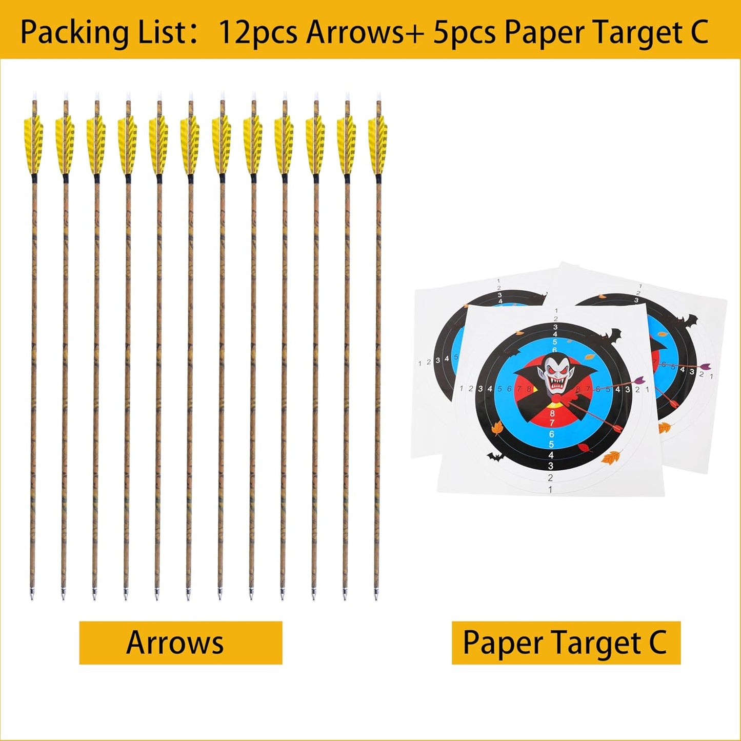 AMEYXGS Camo Carbon Arrow 30 Inch Practice Hunting Arrow Spine 500 with 4 Inch Turkey Feathers for Traditional Recurve Compound Bows