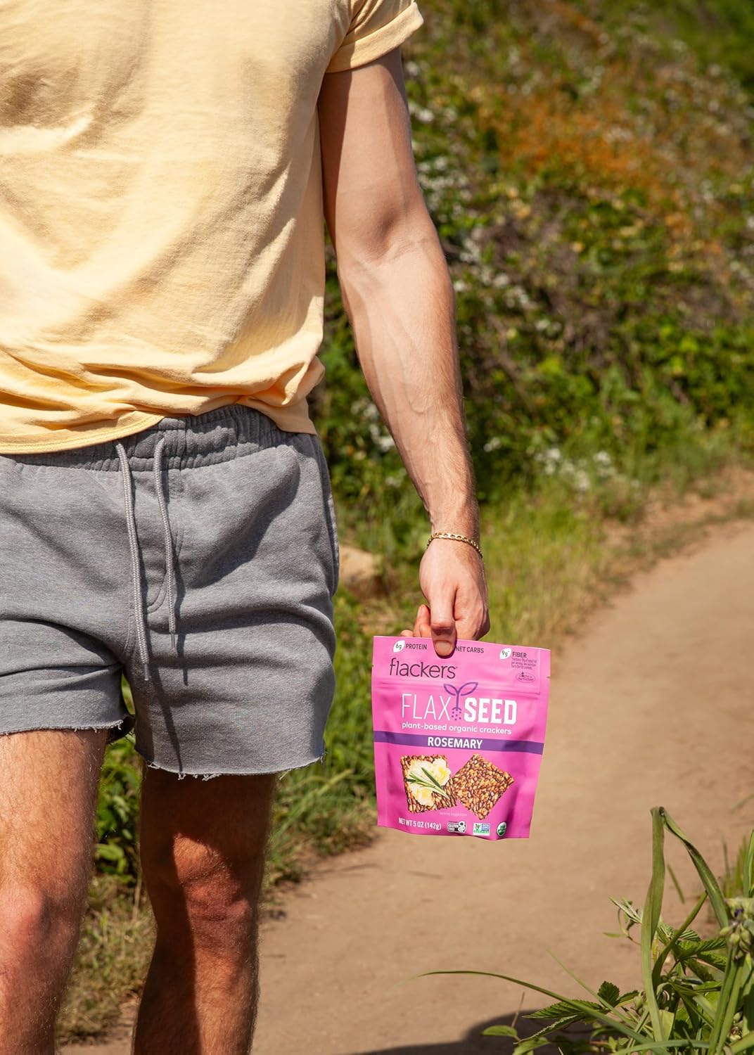 Flackers Organic Rosemary Flaxseed Crackers, 5 Ounce 6-Pack, Gluten Free, Non GMO, Vegan, Keto Snack, 9 Grams Fiber, 1 Net Carb