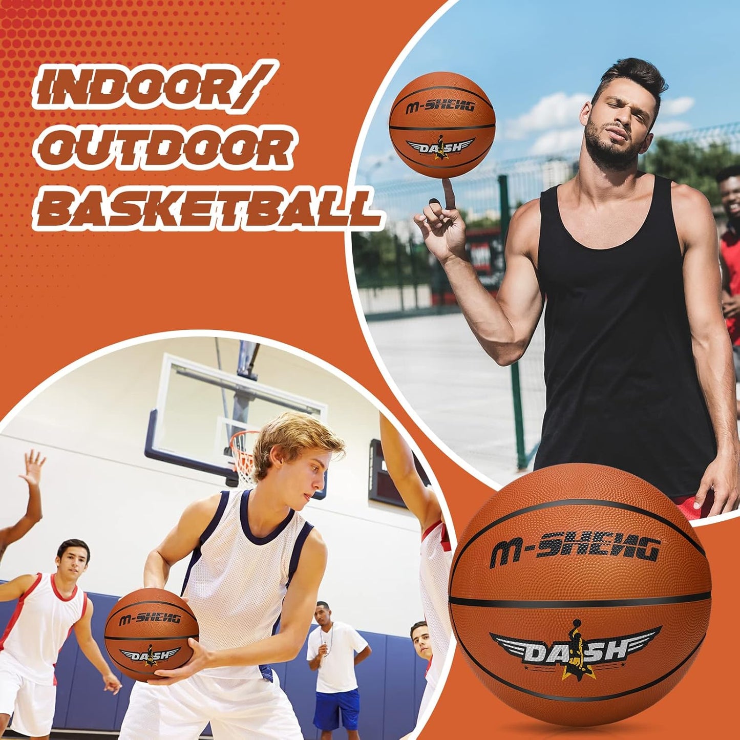 Jerify 12 Pieces Basketballs Bulk Official Size 7 Rubber Basketballs 29.5 Rubber Inflatable Basketballs with Pump Indoor Outdoor Basketballs Bulk Standard Basketball for Training and Play