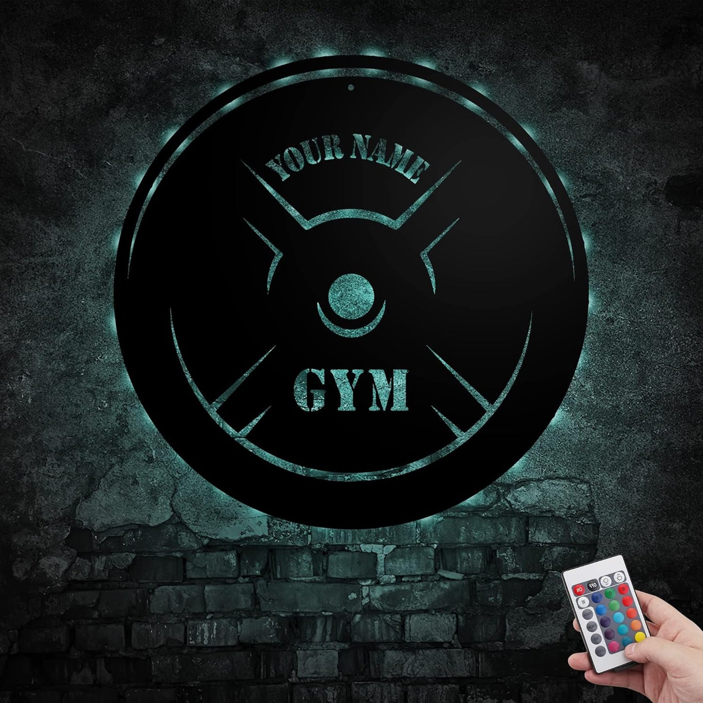 Personalized Home Gym LED Tin Metal Sign Multiple Sizes, Gym Sign Wall Decor, Exercise Workout Room Decor Fitness Center, Motivational Inspirational Hanging Wall Art Wall Plaque (05 w/lights)