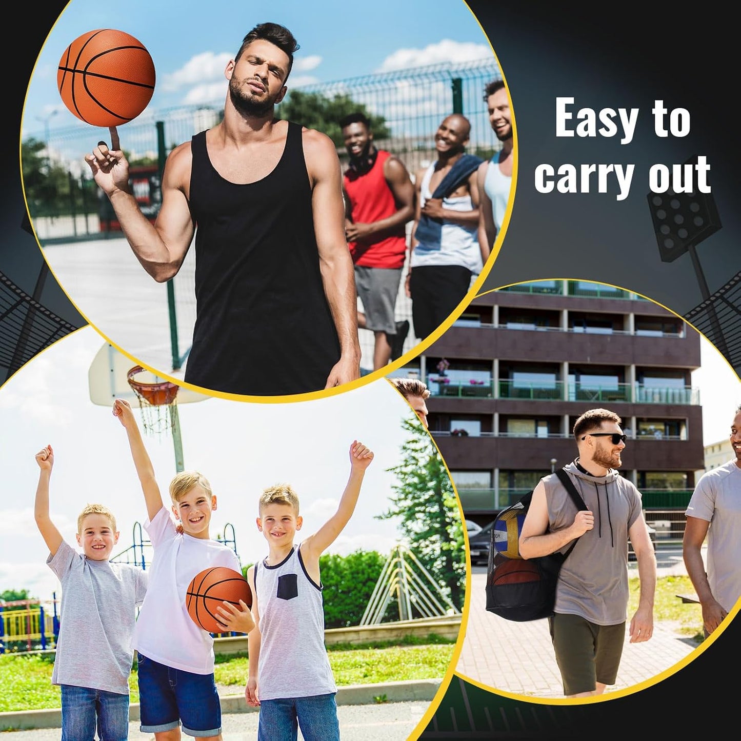 Jenaai Sport Balls Set Official Size Basketball Football Volleyball Soccer Ball with Equipment Bags and Pumps Kit for Kid Youth Adult Indoor Outdoor Operation Christmas