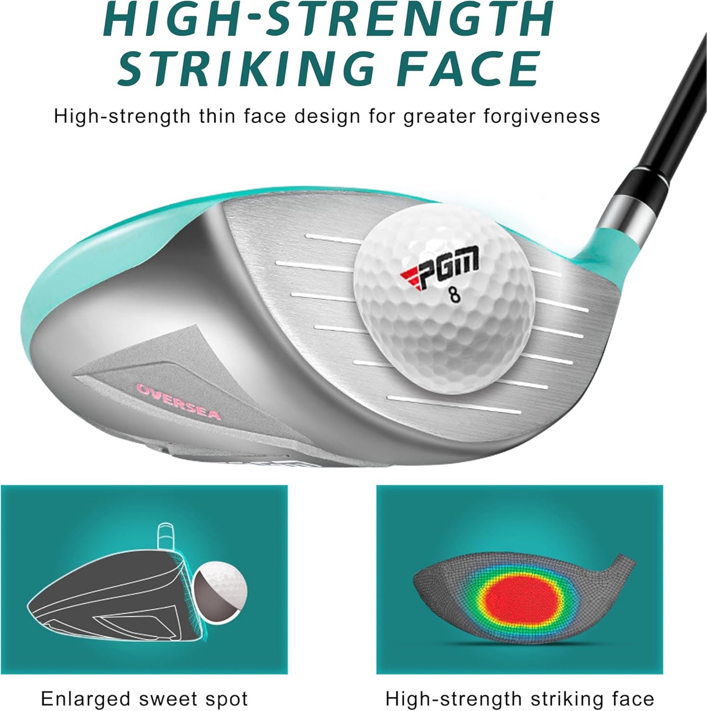 PGM Women's Oversea 9/12 Pieces Complete Golf Club Set with High-Strength Thin Face Design 460cc Driver