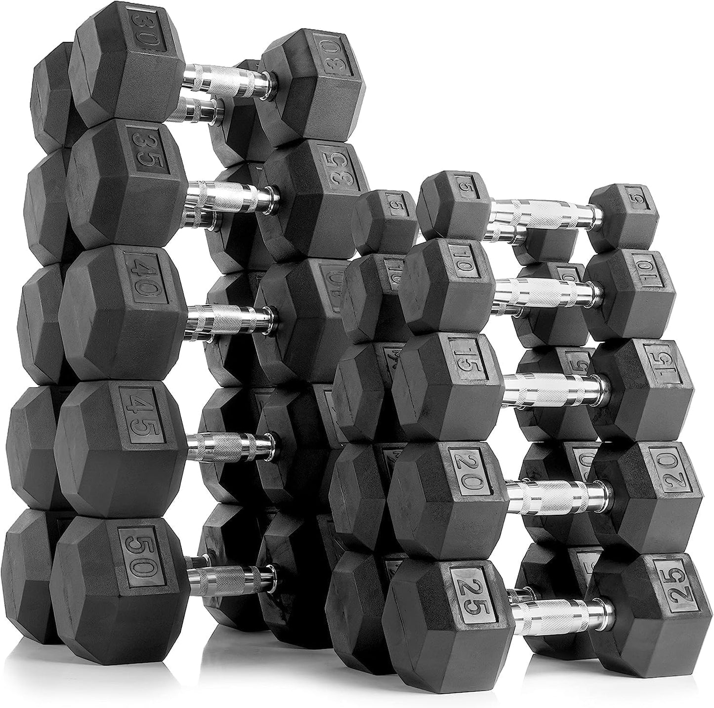 350 lb/450 lb/550 lb Weight Dumbbell Set with Rack Rubber Hex Dumbbell with Rack Hand Weights Set for Women Men Complete Weight Set Barbell Coated for Exercise Training 5-50 lb