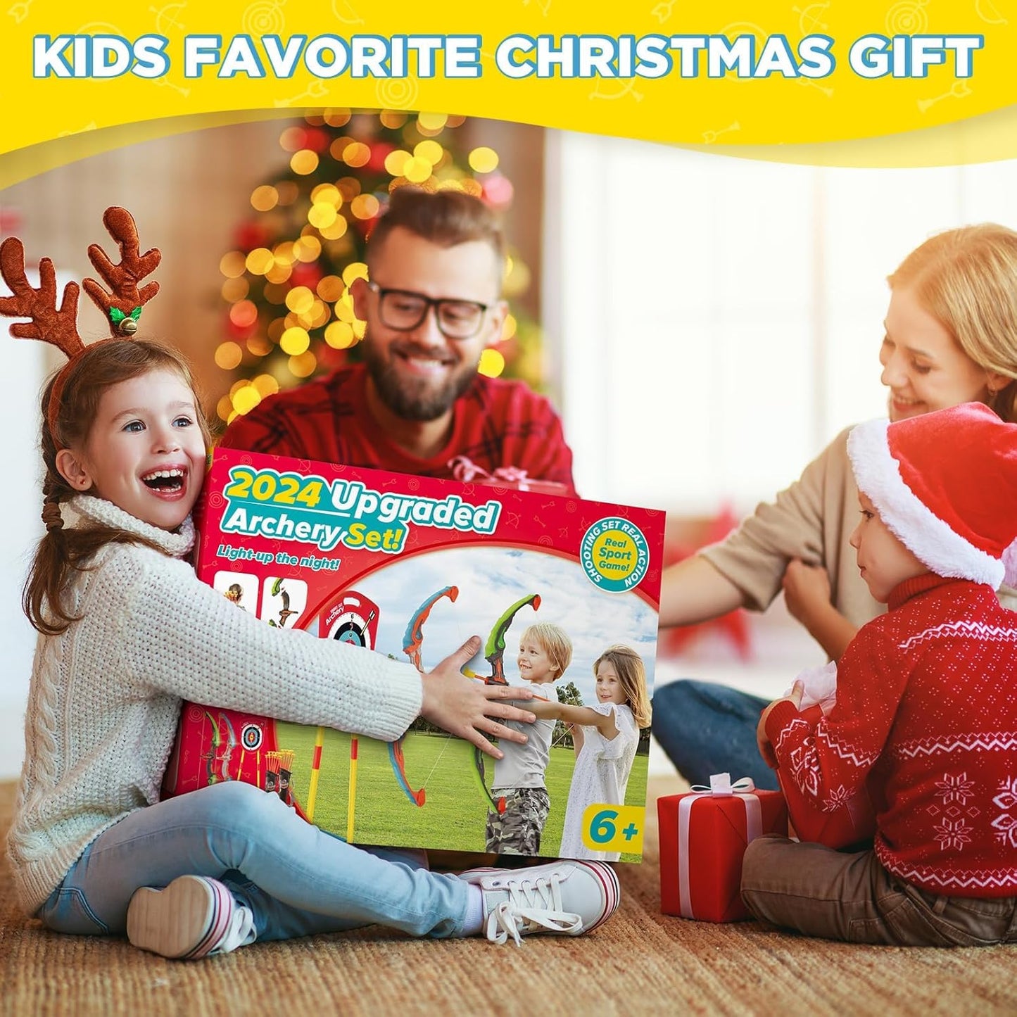 Bow and Arrow for Kids 6-8 8-12, Archery Toy Set for Kids 6+ with Standing Target - Rechargeable/2 Light Up Bows/20 Arrows, Toys for Kids 4-6 7 8 9 10-12 Boys Girls Birthday Gifts