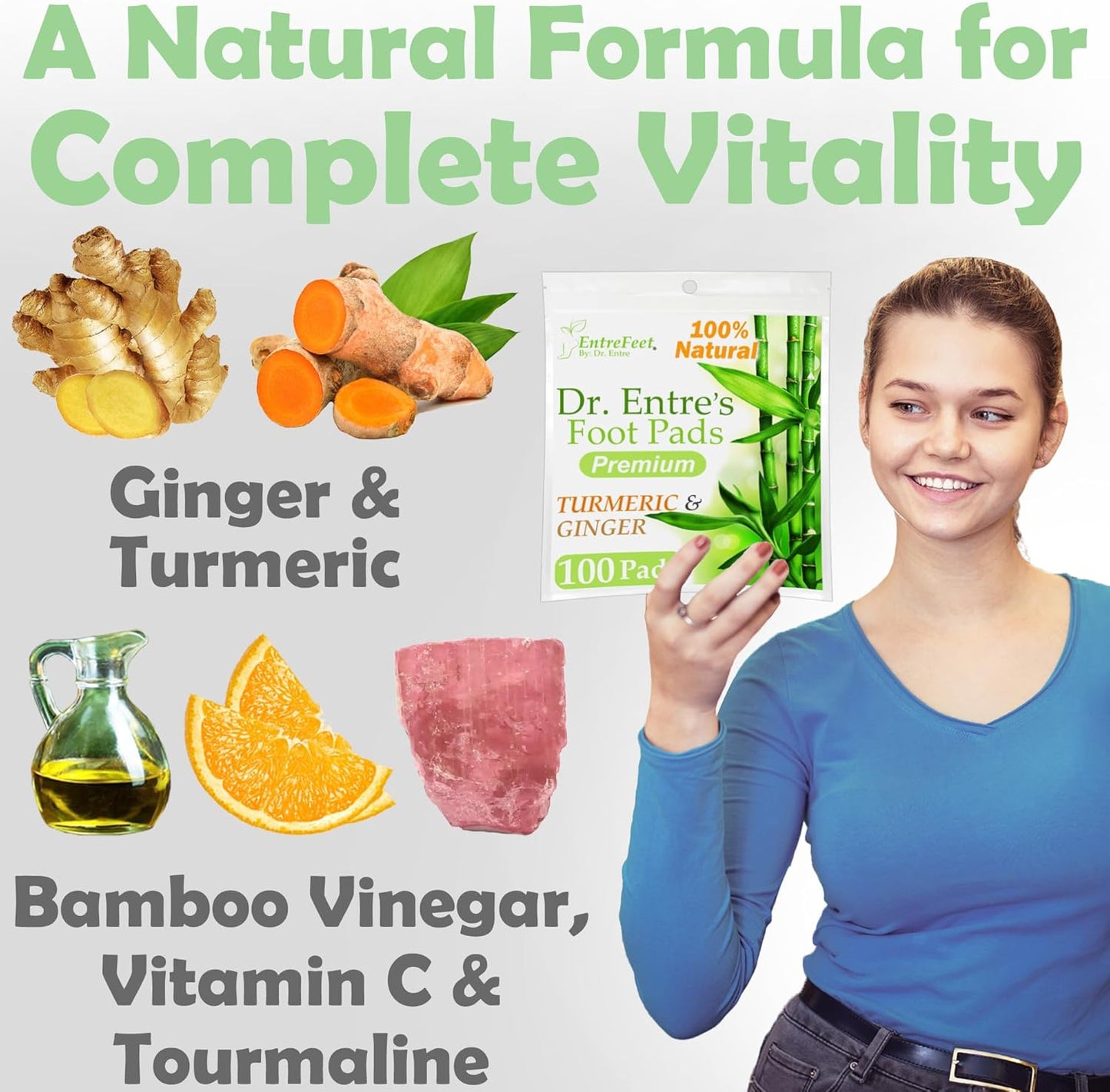 100 Turmeric & Ginger Foot Pads | Premium Pads to Feel Better, Sleep Better & Relieve Stress | Organic Foot Patches