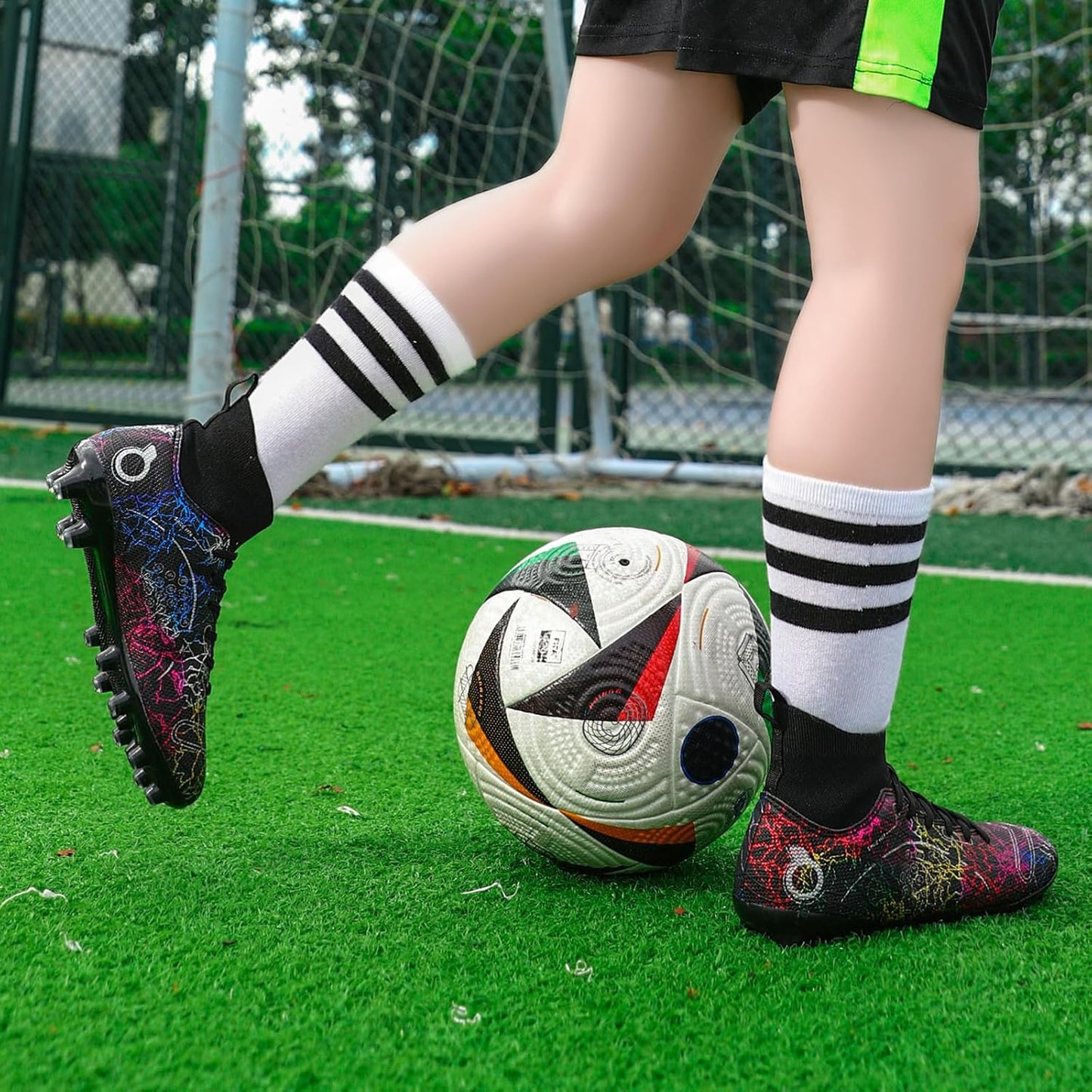 Boys' Soccer Shoes Kids Firm Ground Soccer Cleats Girls Athletic Sneakers Outdoor Turf Football Shoes for Little/Big Kid