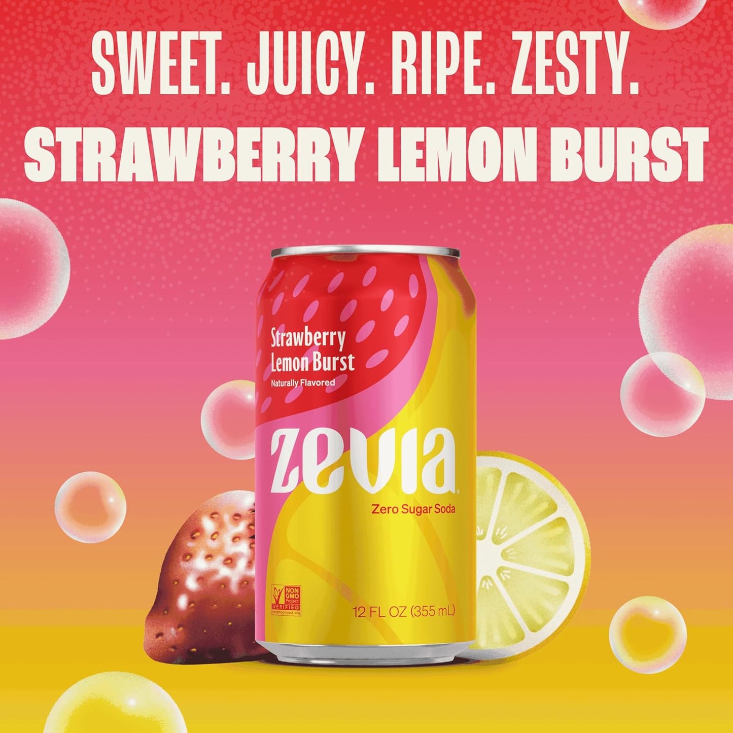 Zevia Zero Sugar Soda, Fruity Variety Pack, 12 oz Cans (24-Pack) – Naturally Sweetened, Zero Calorie Sugar Free Soda - Non-GMO Project Verified, Gluten-Free, Vegan
