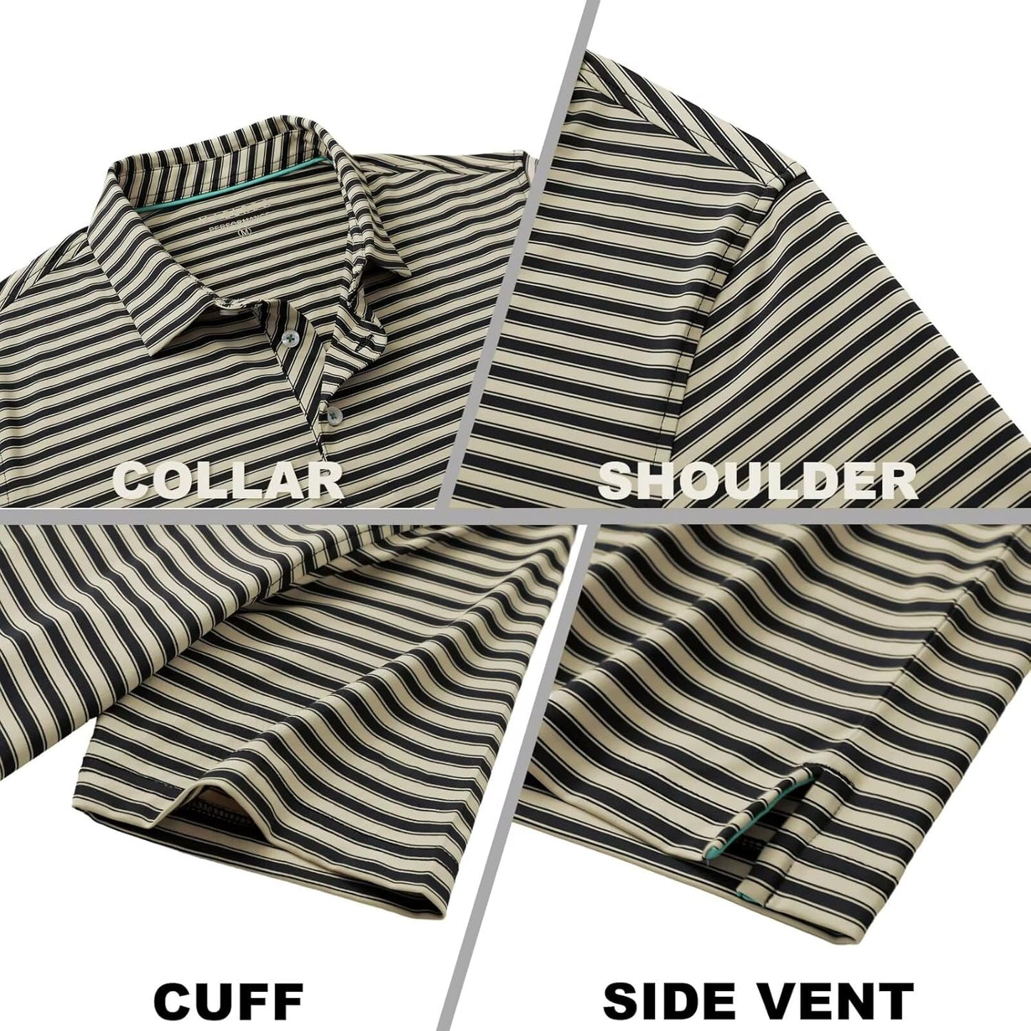 M MAELREG Golf Shirts for Men Short Sleeve Dry Fit Casual Striped Performance Moisture Wicking Collared Mens Polo Shirts