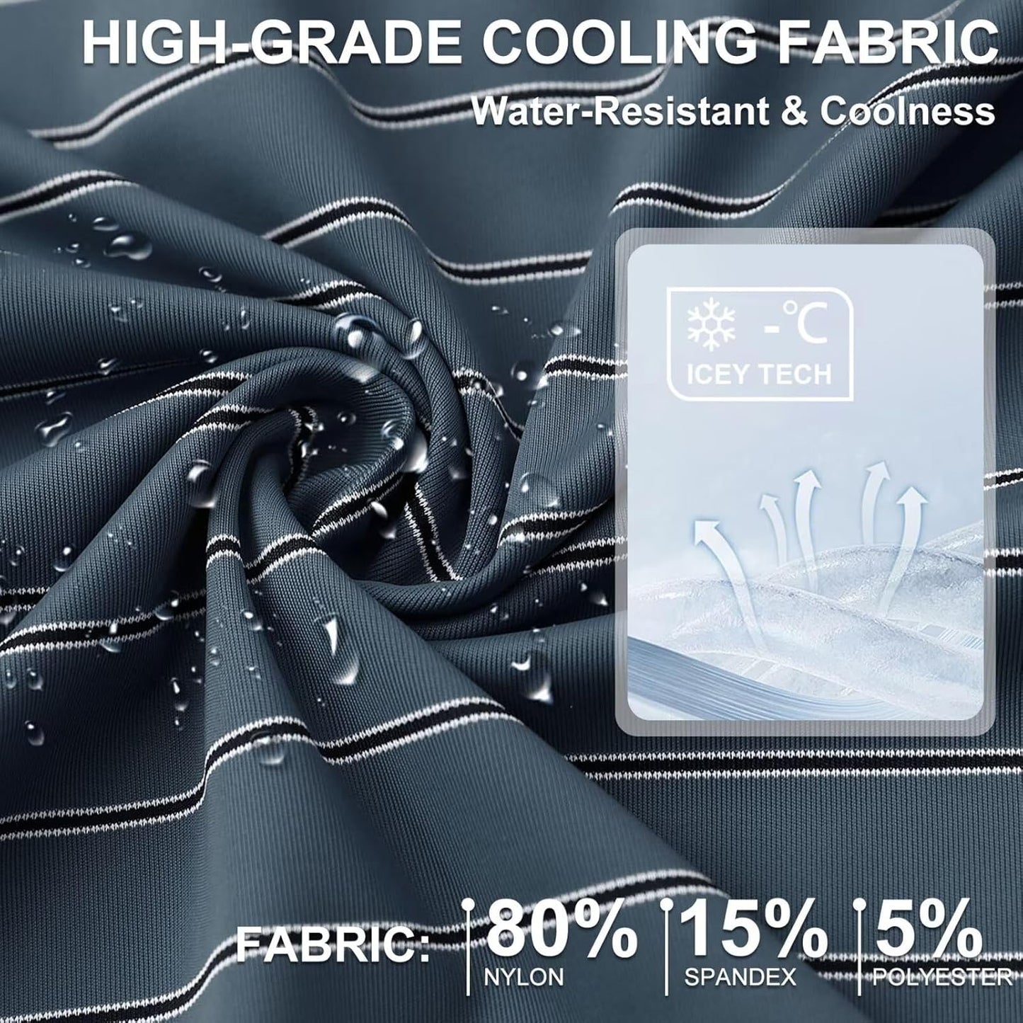 M MAELREG Mens Striped Golf Shirts Short Sleeve Silk-Like Touch Water-Resistant Breathable Soft Collared Polo Shirts for Men