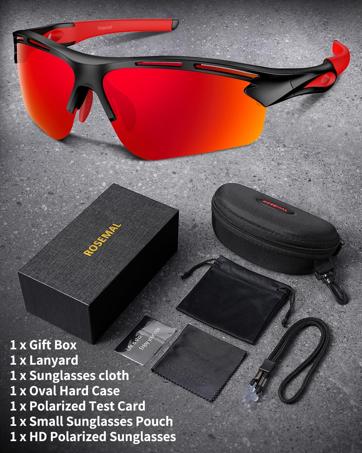 Polarized Sports Sunglasses for Men Women,UV400 Protection Sunglass for Running Cycling Fishing Hiking TR90