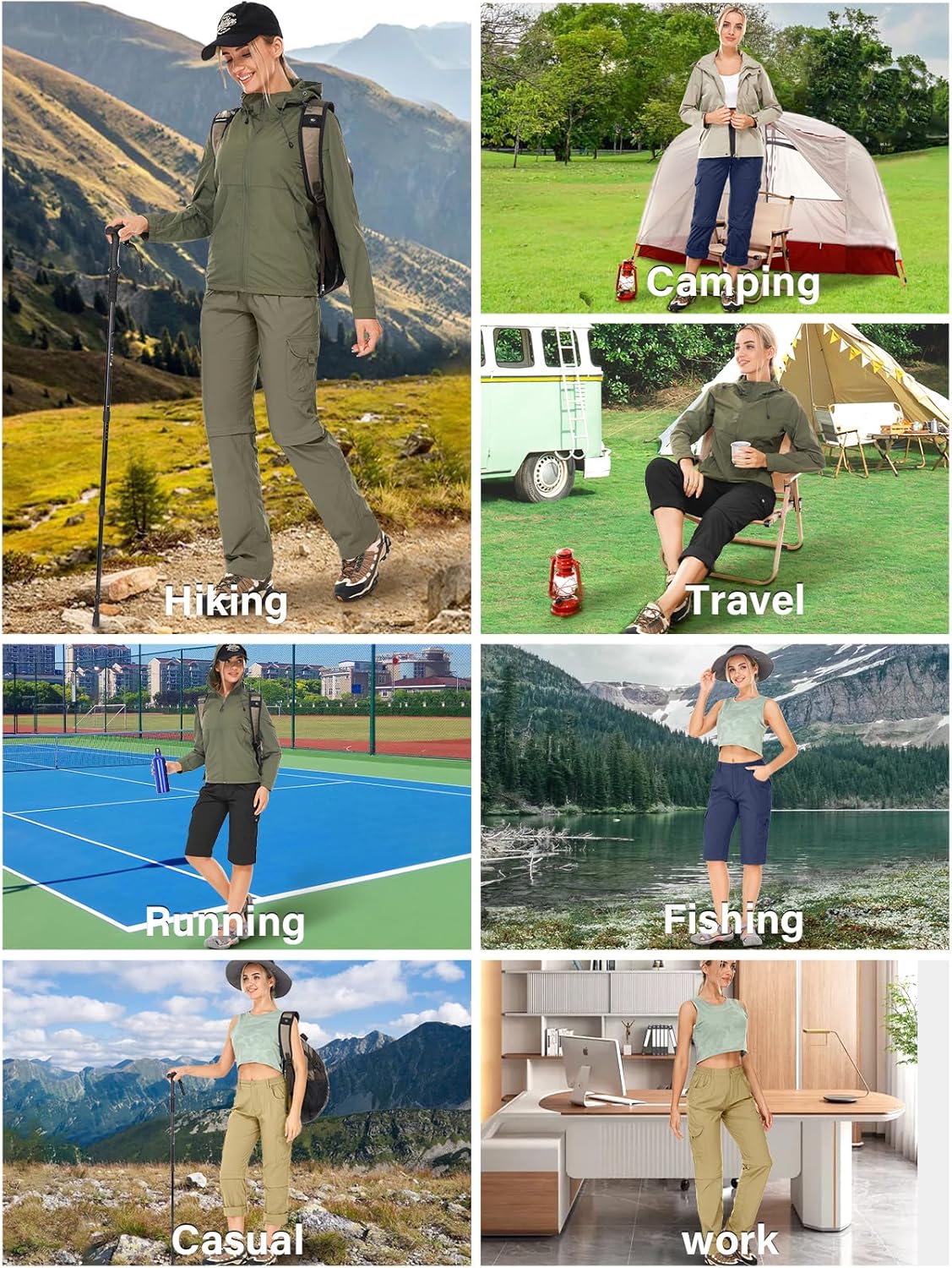 Women's Hiking Pants Convertible Quick Dry Lightweight Zip Off Fishing Travel Safari Pants