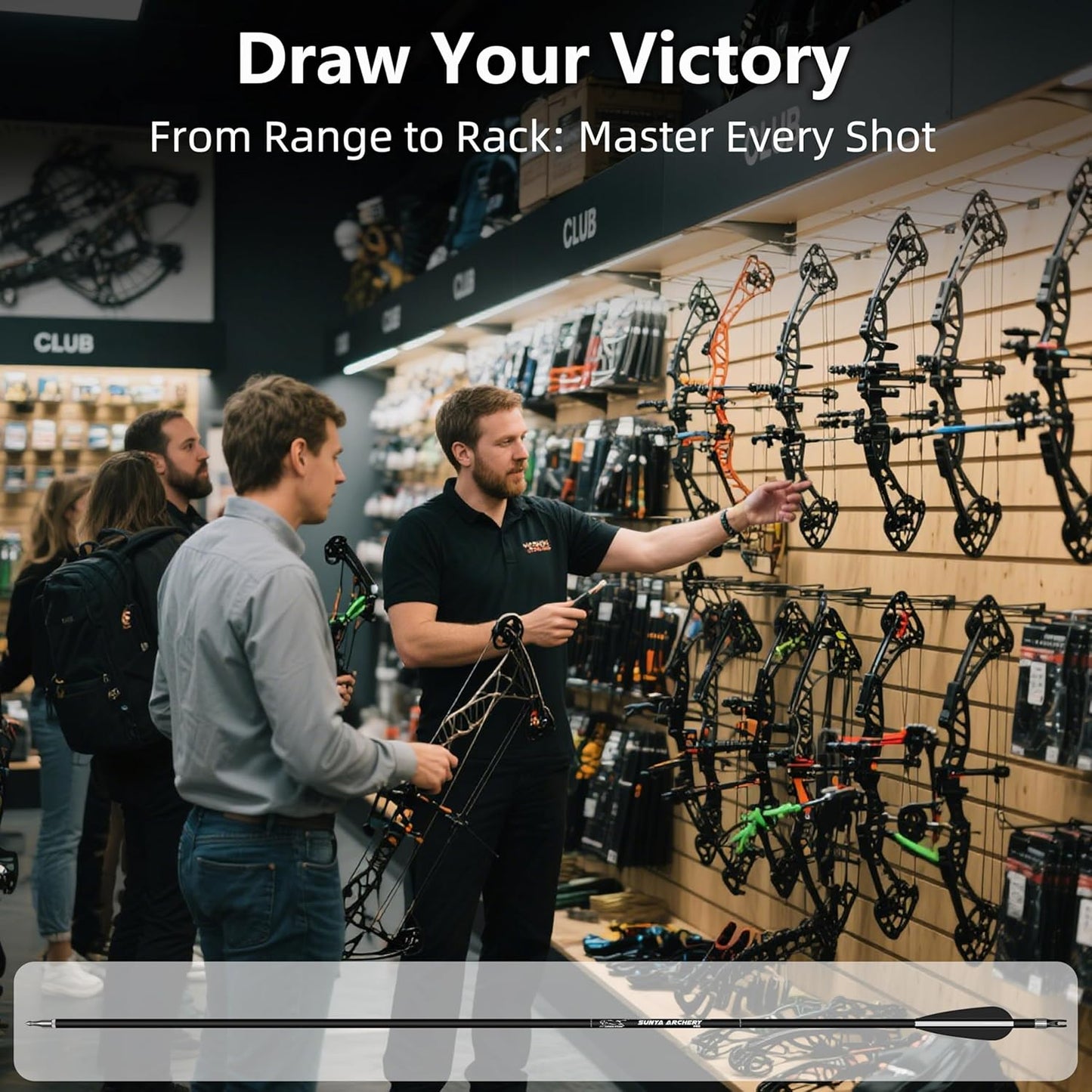 SUNYA 12-Pack 30 Inch Carbon Arrows Spine 500 or 400 for 40-60 LBS Bows|Switch to Recurve/Compound Modes, Anti-Loose O-Ring & TPU Vanes for Hunting/Target Practice