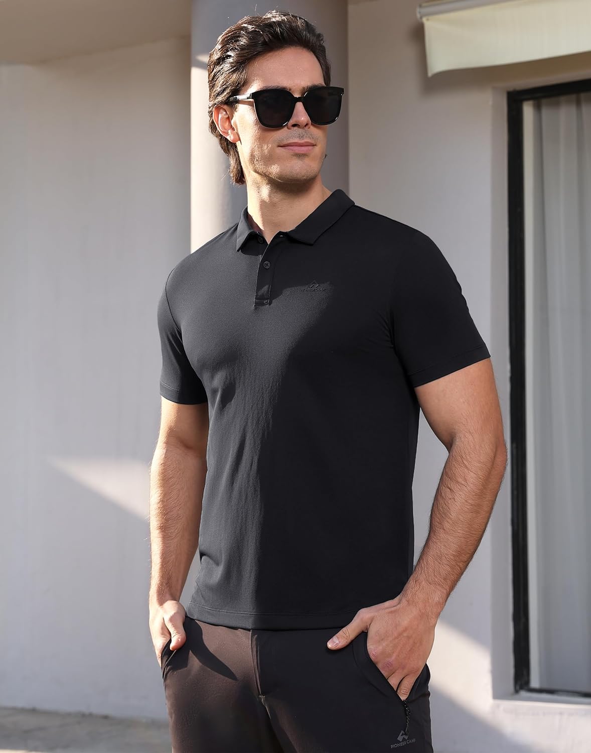 Pioneer Camp Men's Golf Shirt UPF 50+ Quick Dry Polo Shirts Short Sleeve Moisture Wicking Performance Tees Collar Work Shirts