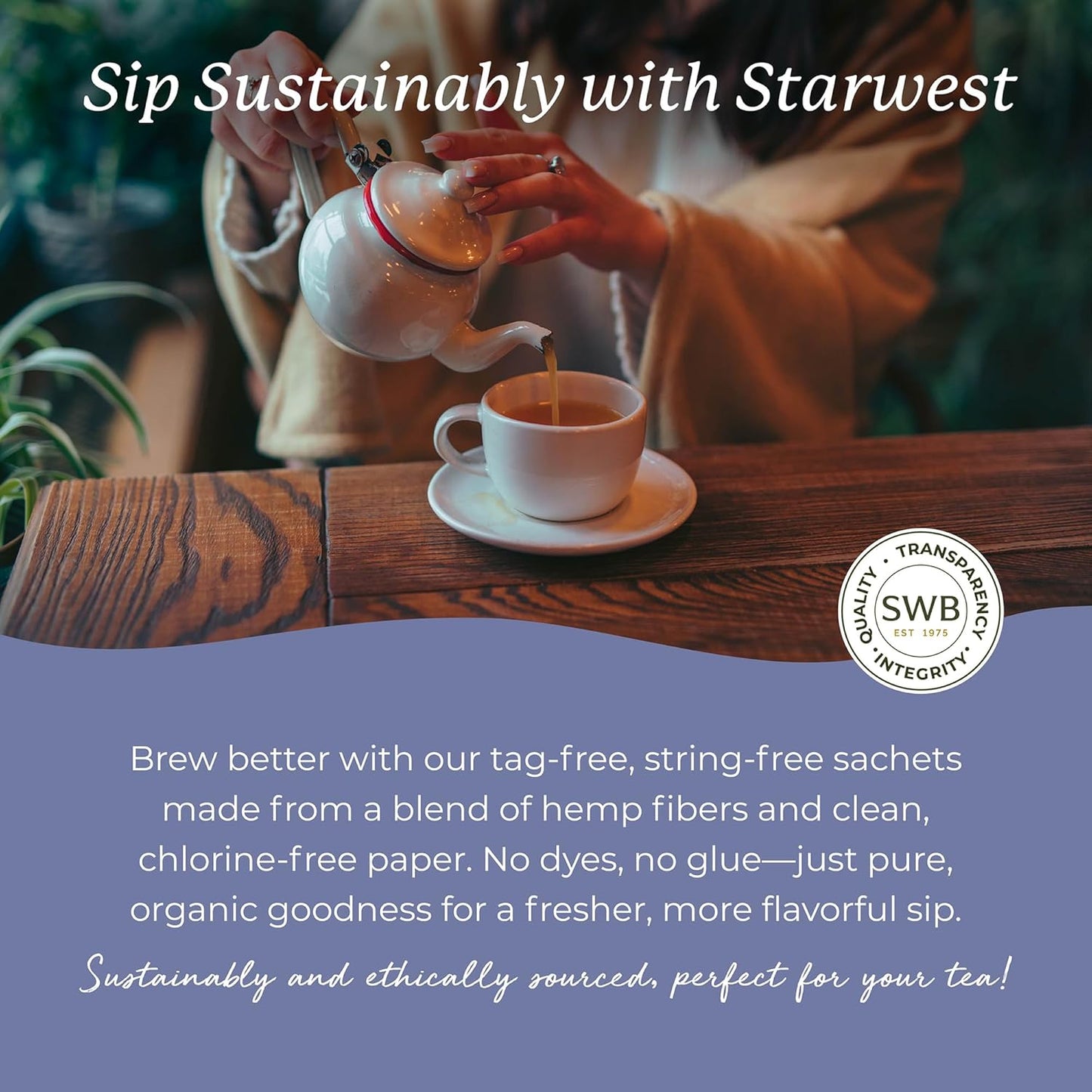 Starwest Botanicals Organic Earl Grey Tea - Caffeinated Herbal Blend with Black Tea & Bergamot, Enjoy Hot or Cold, String Free Sachets, USDA Organic, Non GMO - 20 Tea Bags