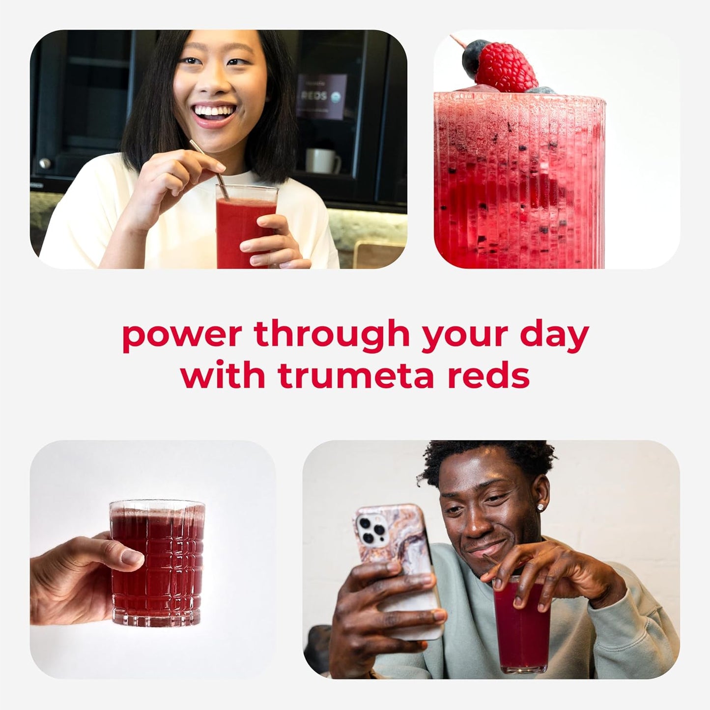 Superfood Reds Powder Packs - for Immune Support and Memory I Reds Superfood Powder Antioxidants Polyphenols Blend with Organic Acai Berry, Goji Berry, Pomegranate - 14 Sachets