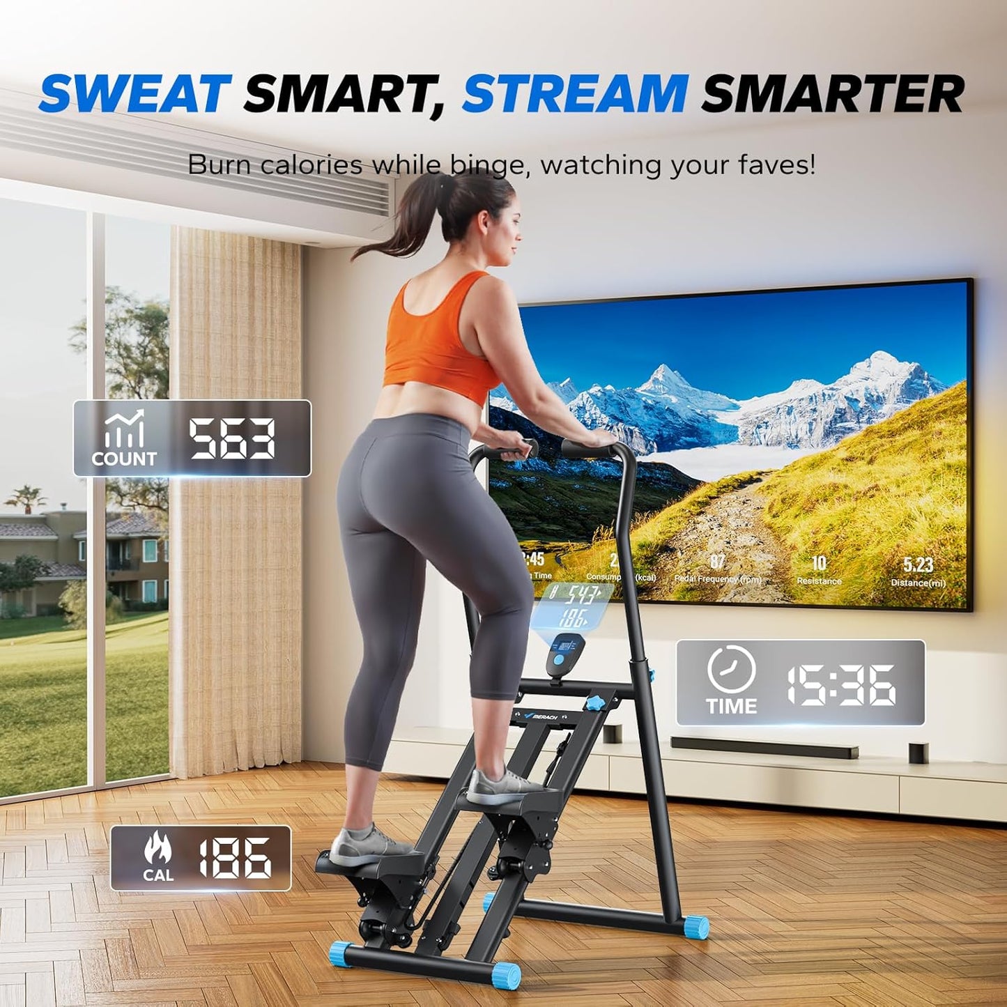 MERACH Stair Stepper for Home Gym Exercise, New Version Vertical Climber Machine for Full-Body Workout, Compact Folding Cardio Exercise Climber with Extended Step Range, Adjustable Handlebar & Pedals