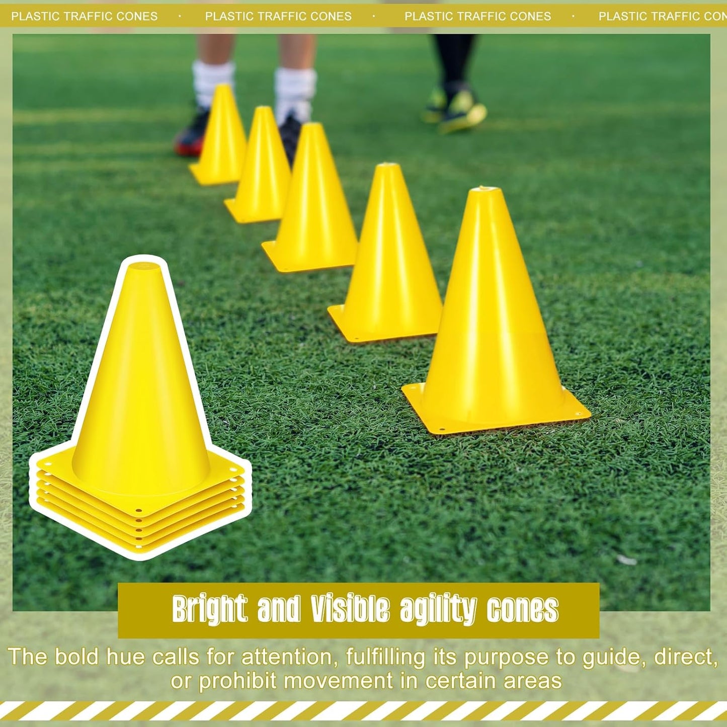 Syhood 30 Pack 7 Inch Plastic Traffic Cones Sports Training Agility Marker Mini Cones for Soccer, Skating, Football, Basketball, Indoor and Outdoor Games Sports Practice Equipment