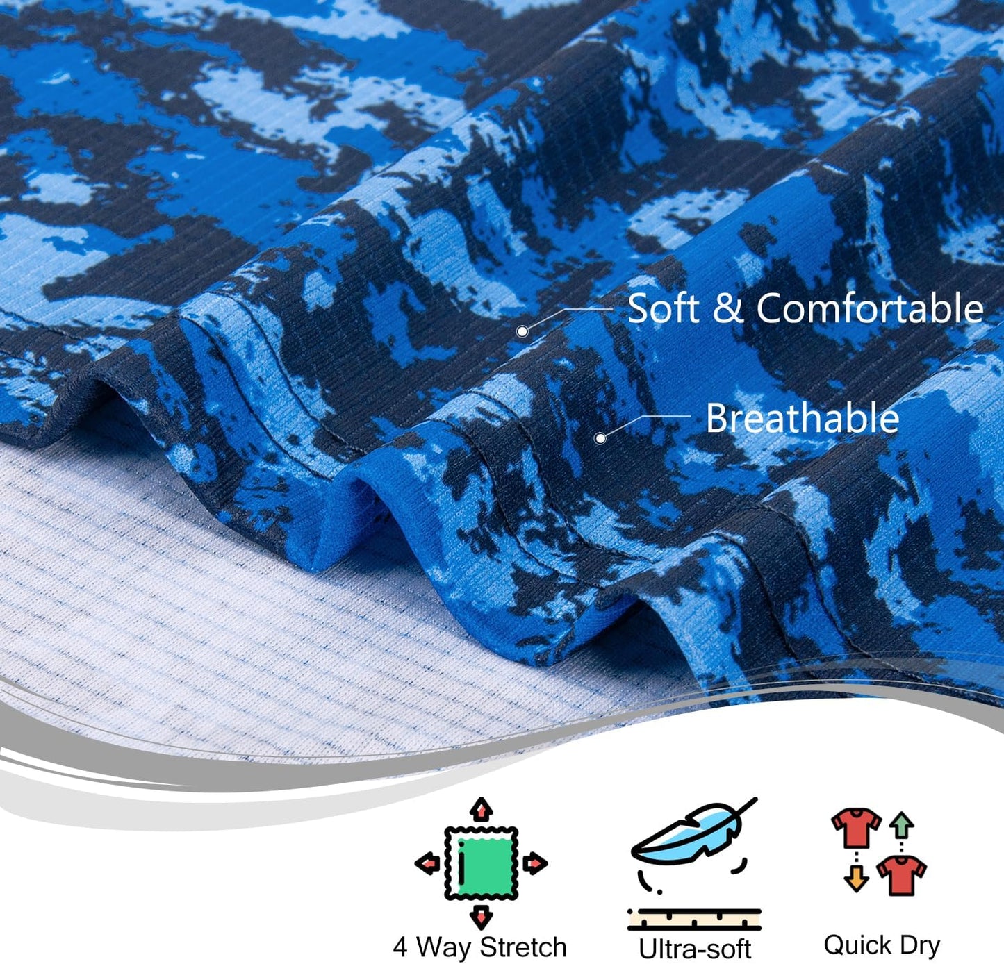 TAPULCO Mens Quick Dry Polo Shirts Camouflage Pattern Performance Athletic Lightweight Breathable Casual Golf Tshirts