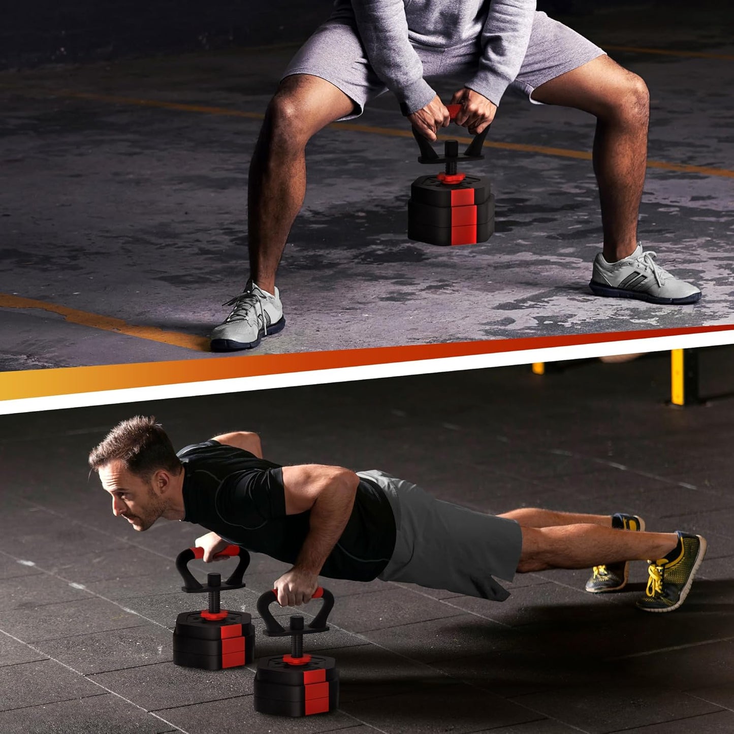 VIVITORY Dumbbell Sets Adjustable Weights, Free Weights with Connector, Non-Rolling Adjustable Dumbbell Set, Barbell for Home Gym, Hexagon, Cement Mixture