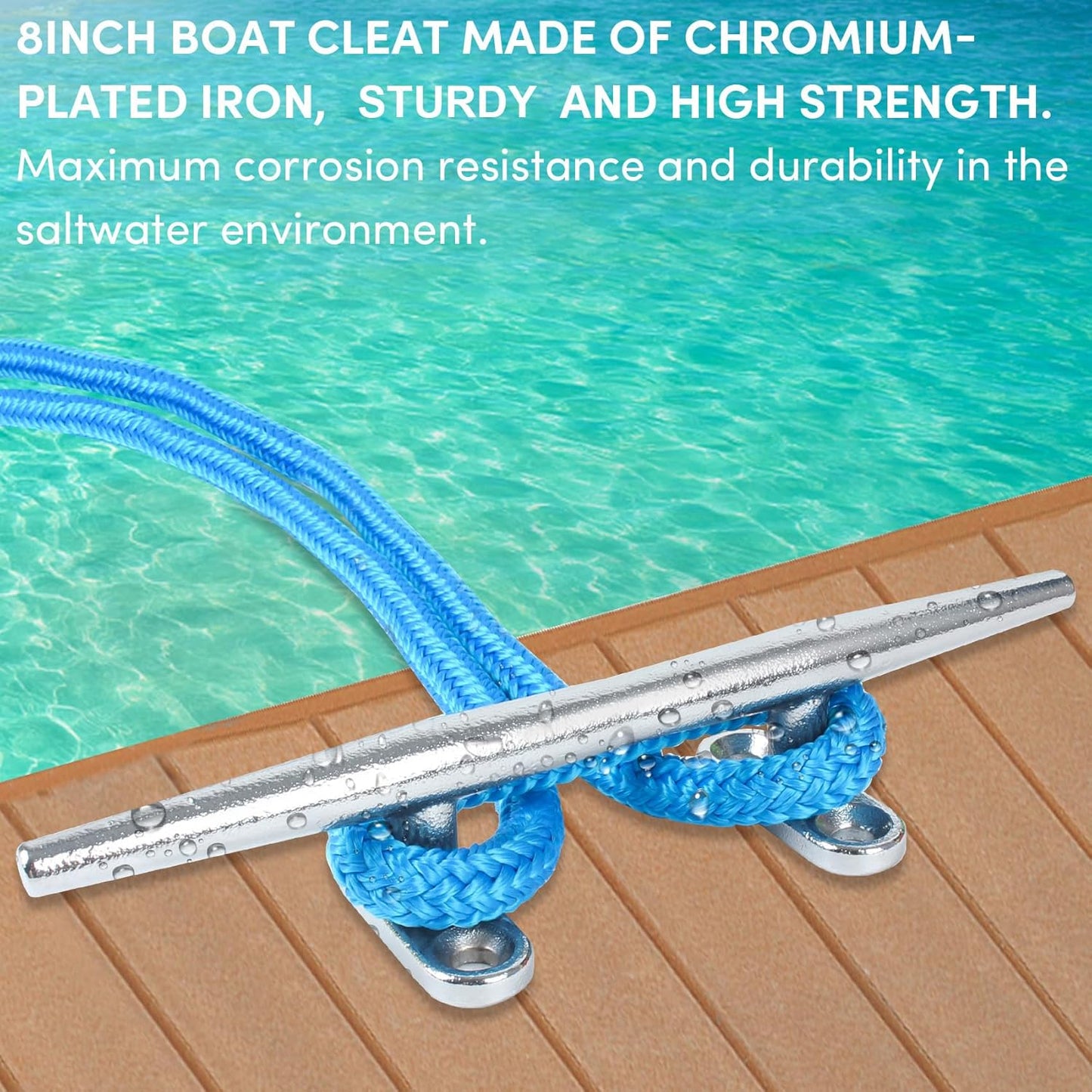 Chromium-Plated Boat Cleat, Boat Dock Cleats Open Base, Boat Cleats-Dock Cleat, Dock Cleats with Fasteners, Rope Cleat for Tying up Boats,Marine Decor(2Size,2Pack,4Pack)