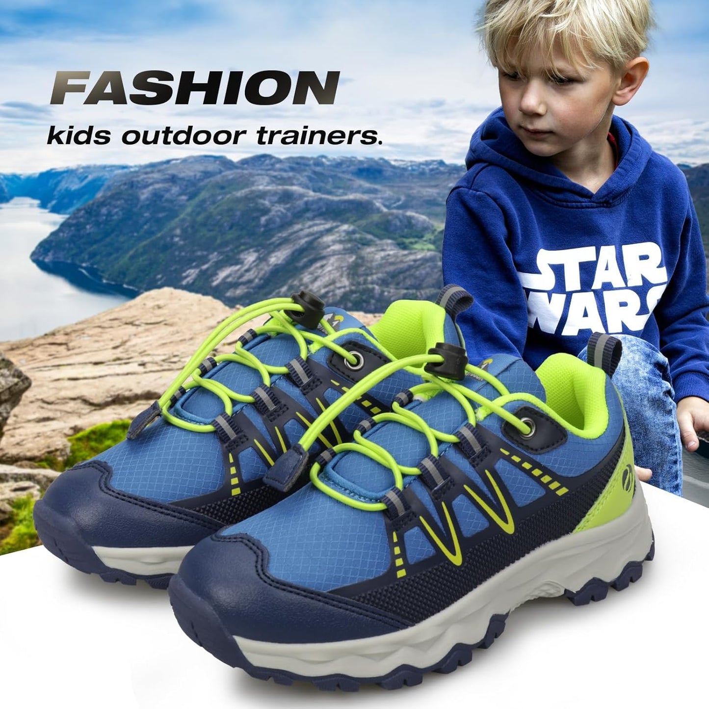 UOVO Boys Girls Hiking Shoes Kids Waterproof Running Trail Fashion Sneakers Breathable Lightweight Non-Slip Outdoor Walking Sports Shoe(Little/Big Kids)