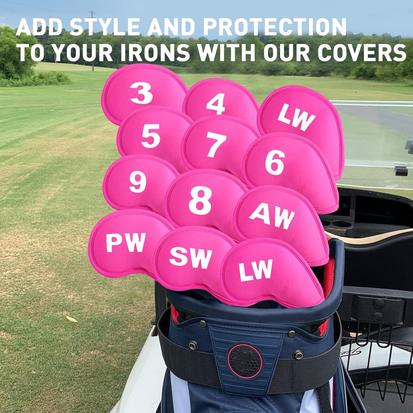 Golf Club Covers Set Neoprene Protector for Irons Value 12 Pack, Headcover Number Universal Head Cover Fit Main Irons Clubs Accessories for Women Men