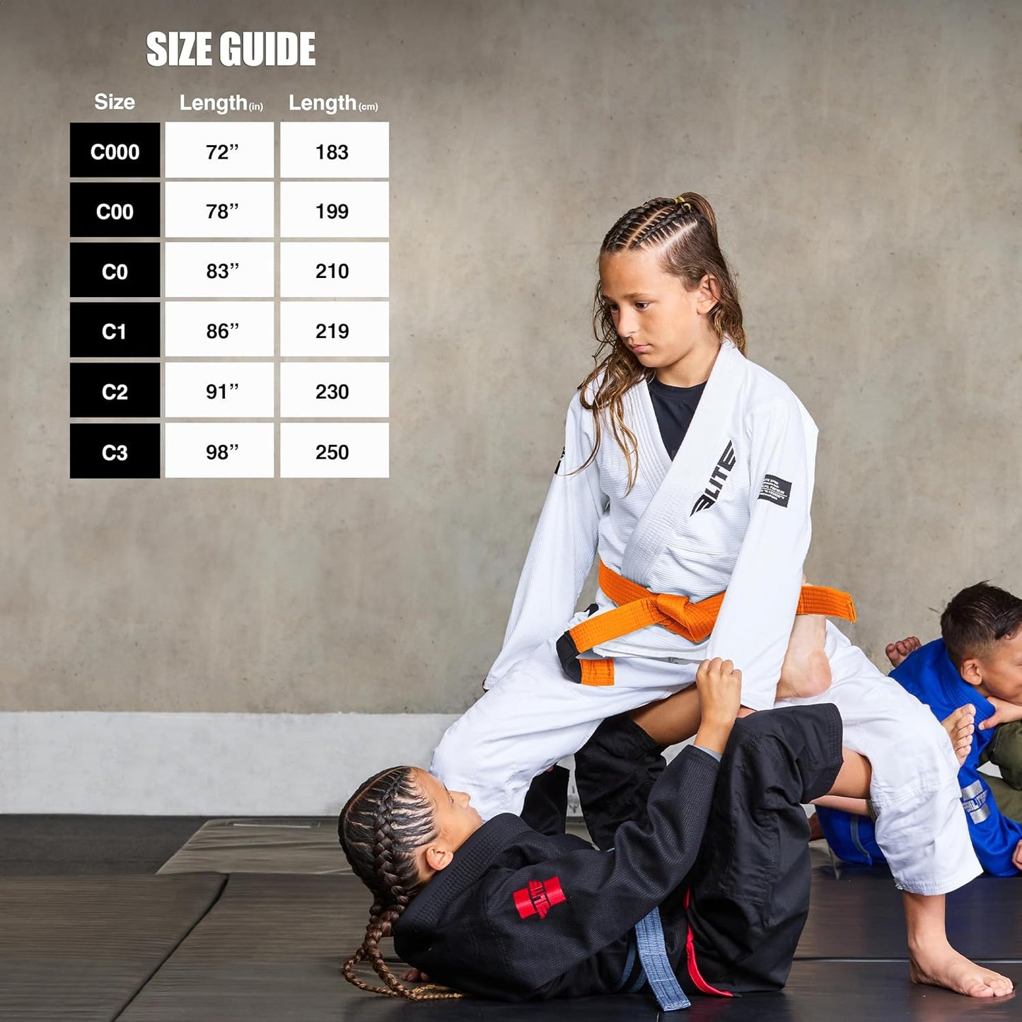 Elite Sports Kids Brazilian Jiu Jitsu Belts Preshurunk Martial Arts Youth BJJ Belts for Girls & Boys with BJJ Ranking Stripes