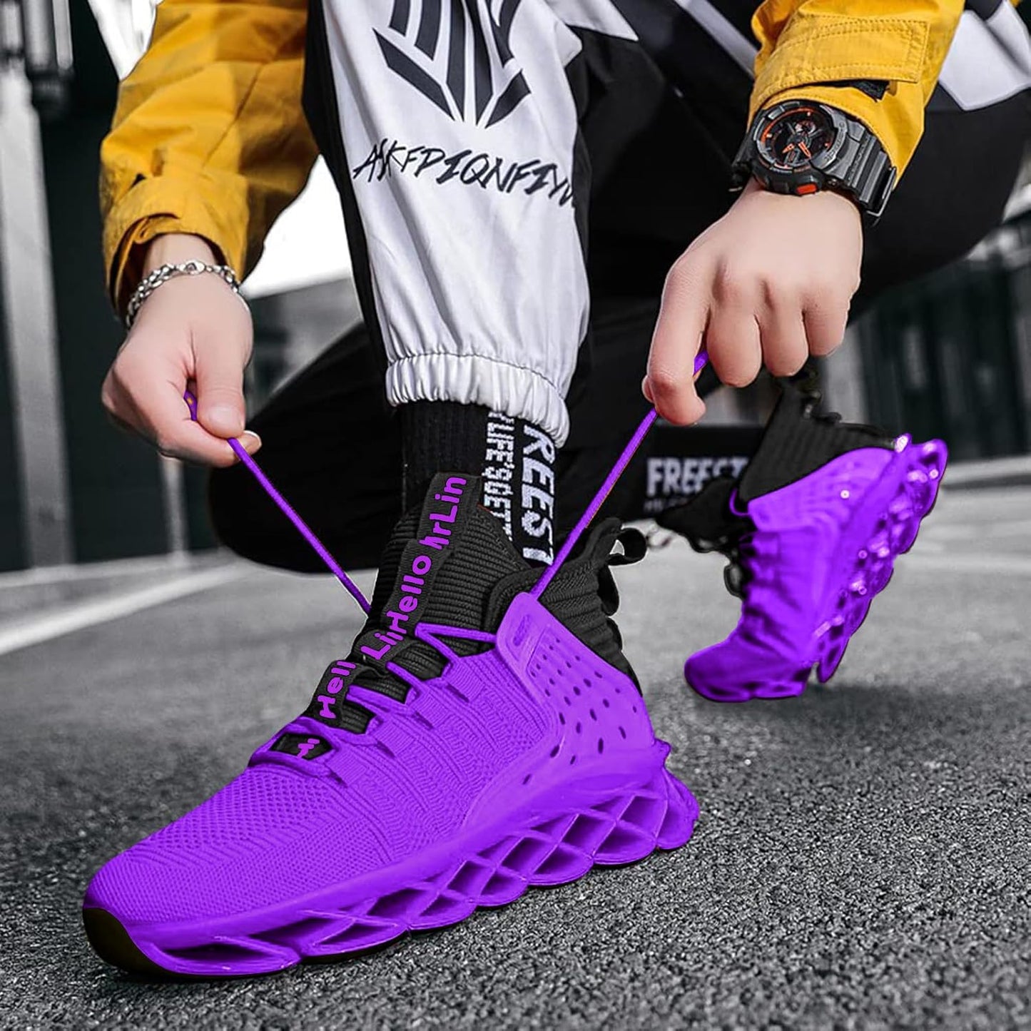 Hello MrLin Men's Running Shoes Non Slip Athletic Tennis Walking Blade Type Sneakers Hip Hop