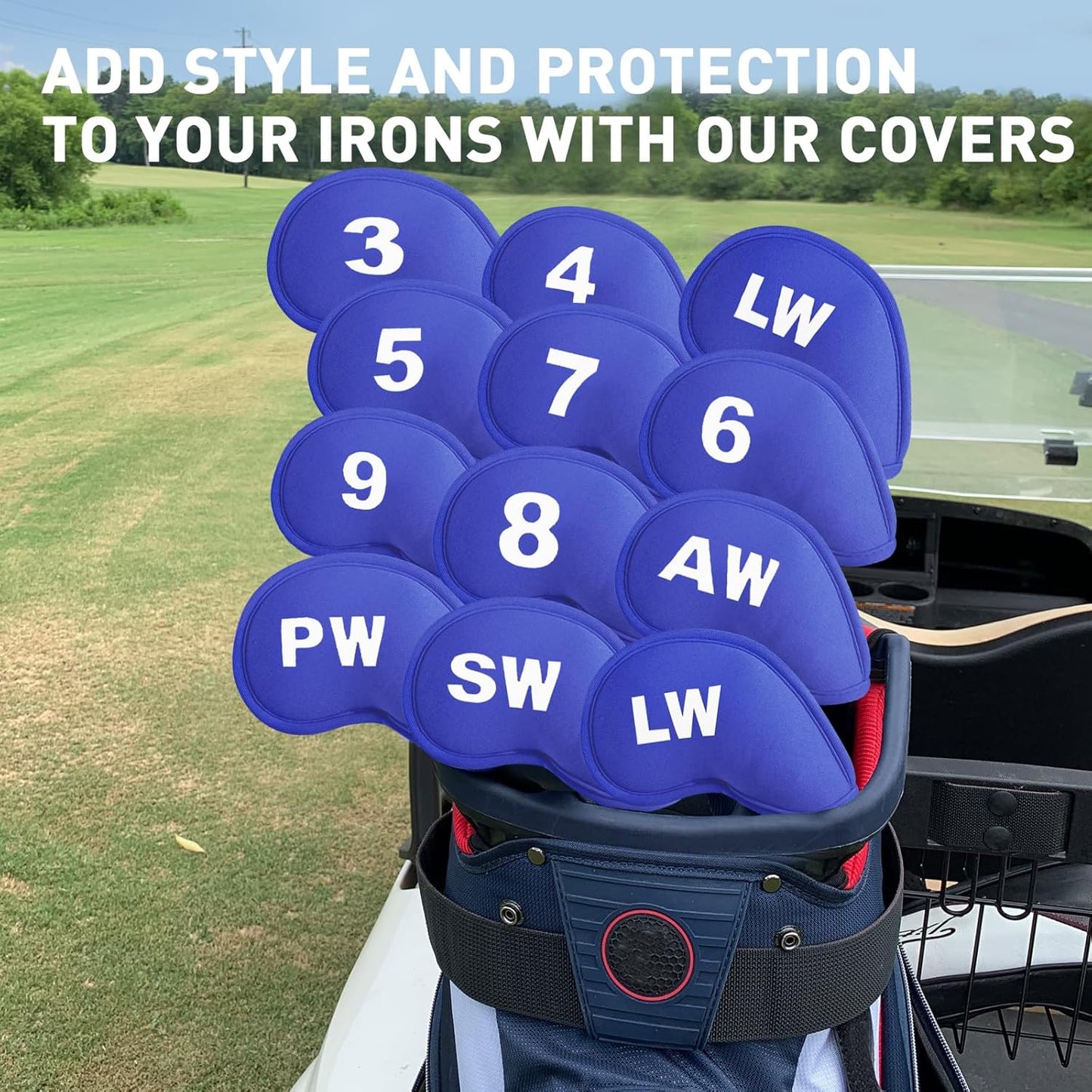Golf Club Covers Set Neoprene Protector for Irons Value 12 Pack, Headcover Number Universal Head Cover Fit Main Irons Clubs Accessories for Women Men