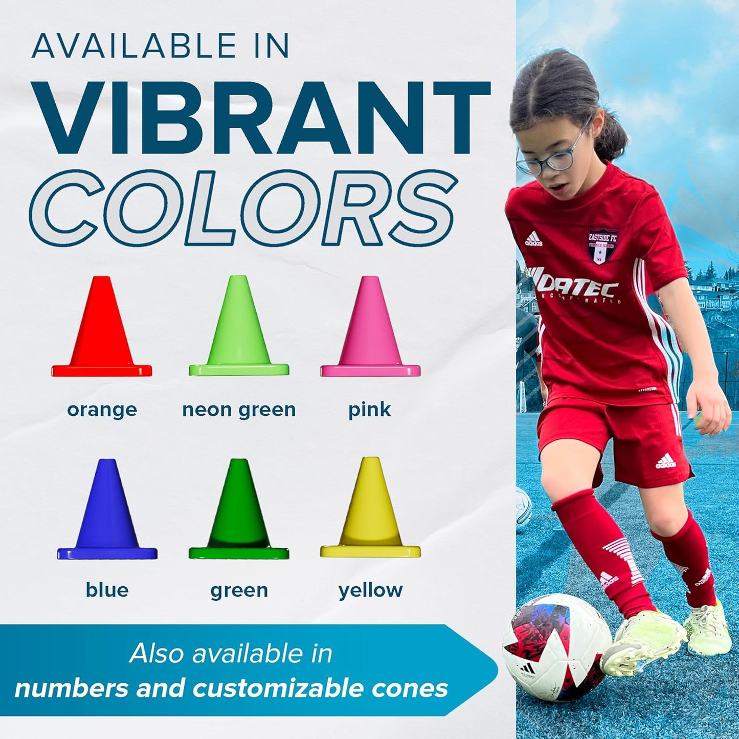 LVL10 Pro Training Cones - 6" Soccer Training Cones for Sports - for Basketball, Football, Basketball and Agility Drills - Soccer Field Markers That Won't Crack, Slide or Fly