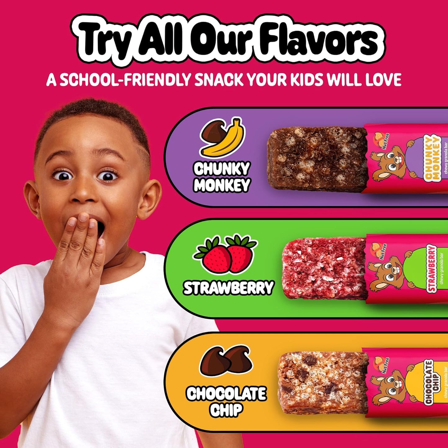 Snakkidz Organic Chewy Granola Bar, Allergen Free, Made with Avocado Oil, Low Sugar (15 Bars, Chocolate Chip)