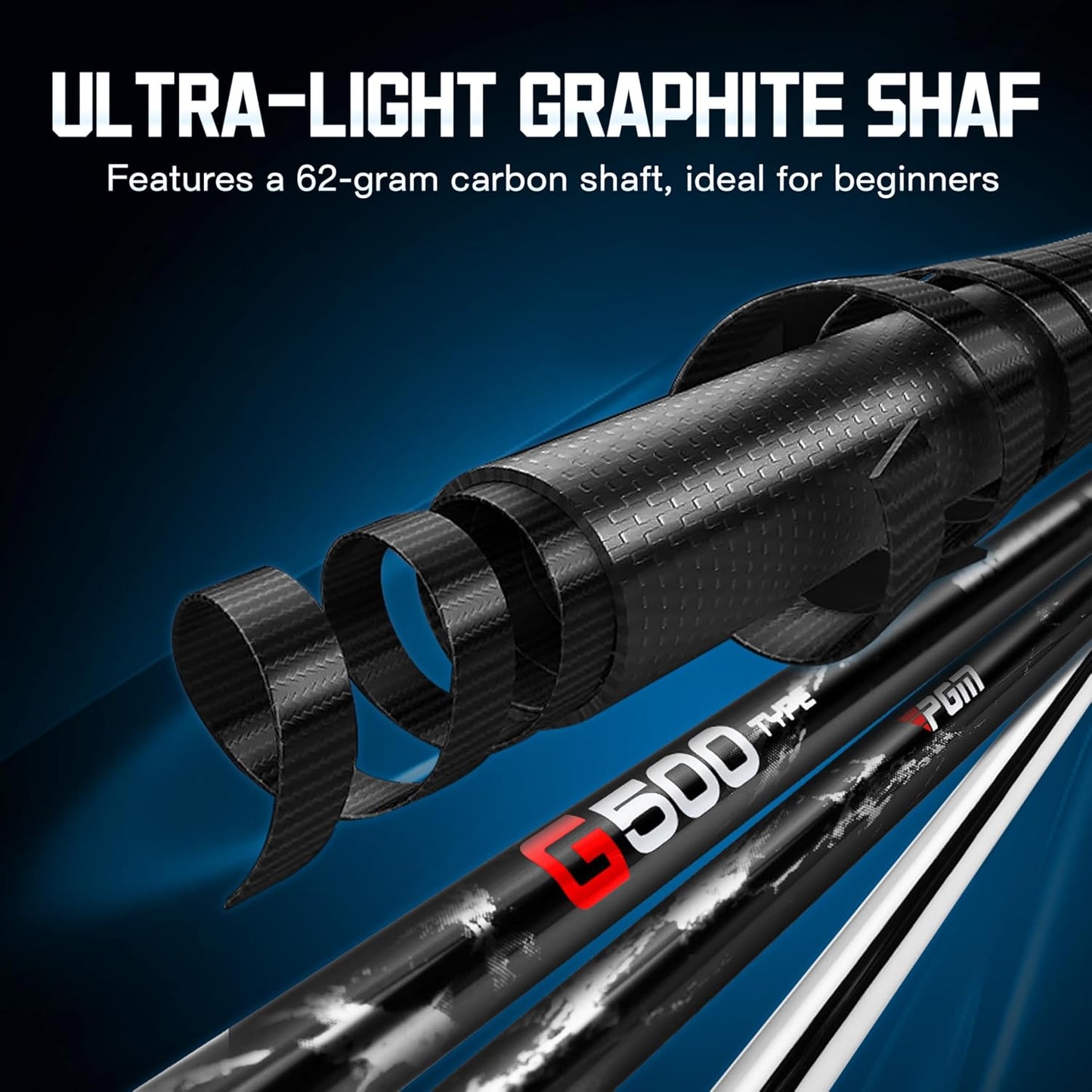 PGM Men's G Type Complete Golf Club Set - Titanium #1 Driver, Draw-Biased Hybrid, High-Strength Iron Set, High Forgiveness Putter, with Stand Bag