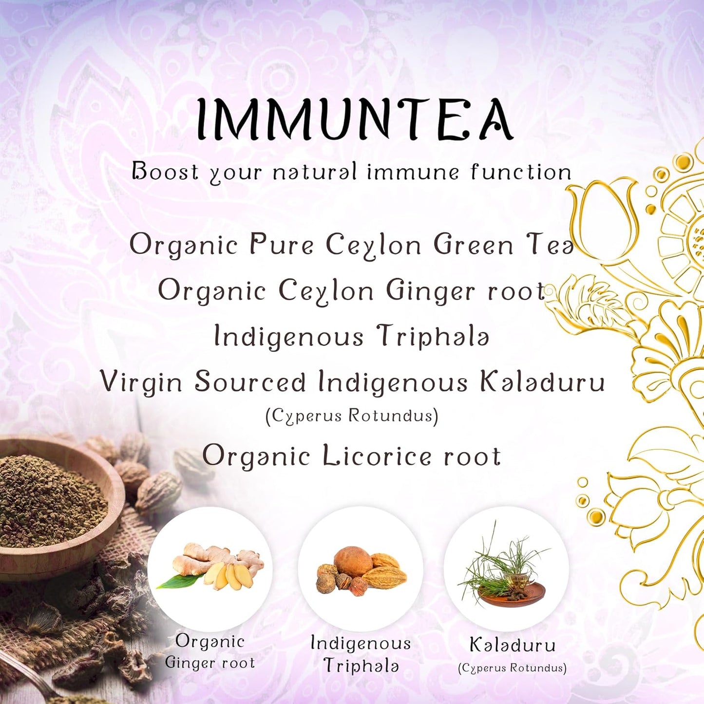 Tรฉrapy Ceylon ImmunTea Ayurvedic Tea | All Natural Herbal Ingredients | 20 Count Individually Wrapped Tea bags | Helps boost your immunity naturally